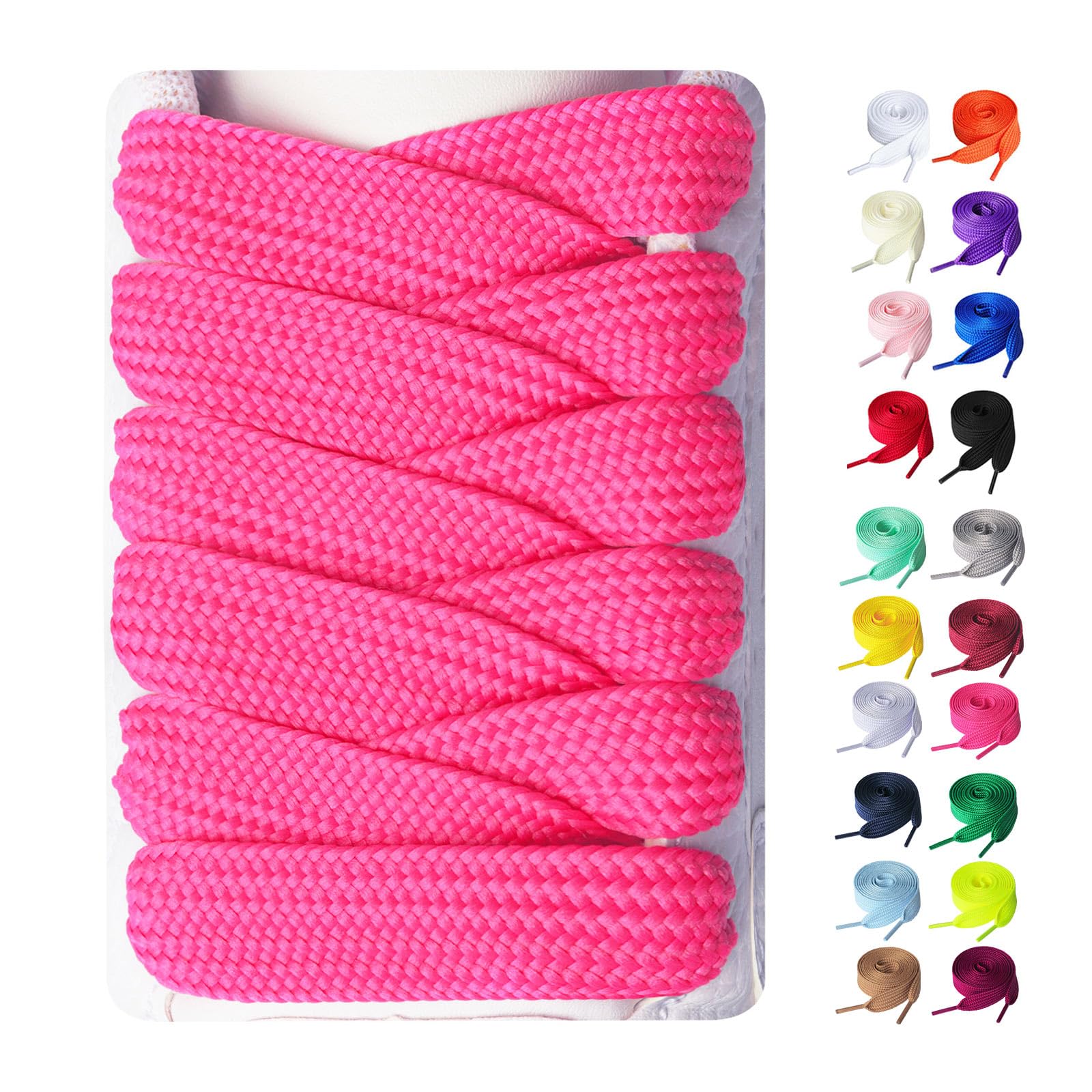 Booyckiy 2 Pairs Fat Sneakers Shoe Laces, 15mm Wide Athletic Shoelaces