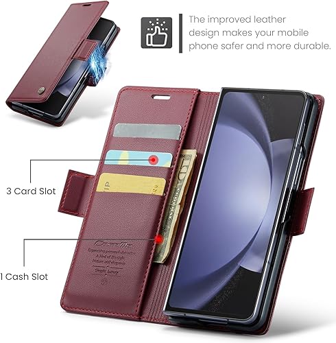 Miniatura 2 de Funda para Samsung Galaxy Z Fold 5 (2023), funda de piel sintética tipo cartera con tarjetero con bloqueo RFID, función atril, a prueba de golpes,