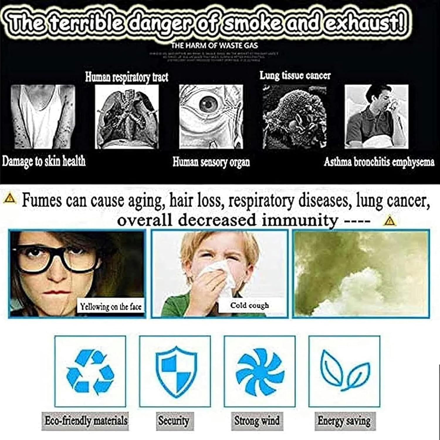 Chimney Smoke Extractor, Kitchen Fireplace, Exhaust Fan, Exhaust Smoke Machine for Home