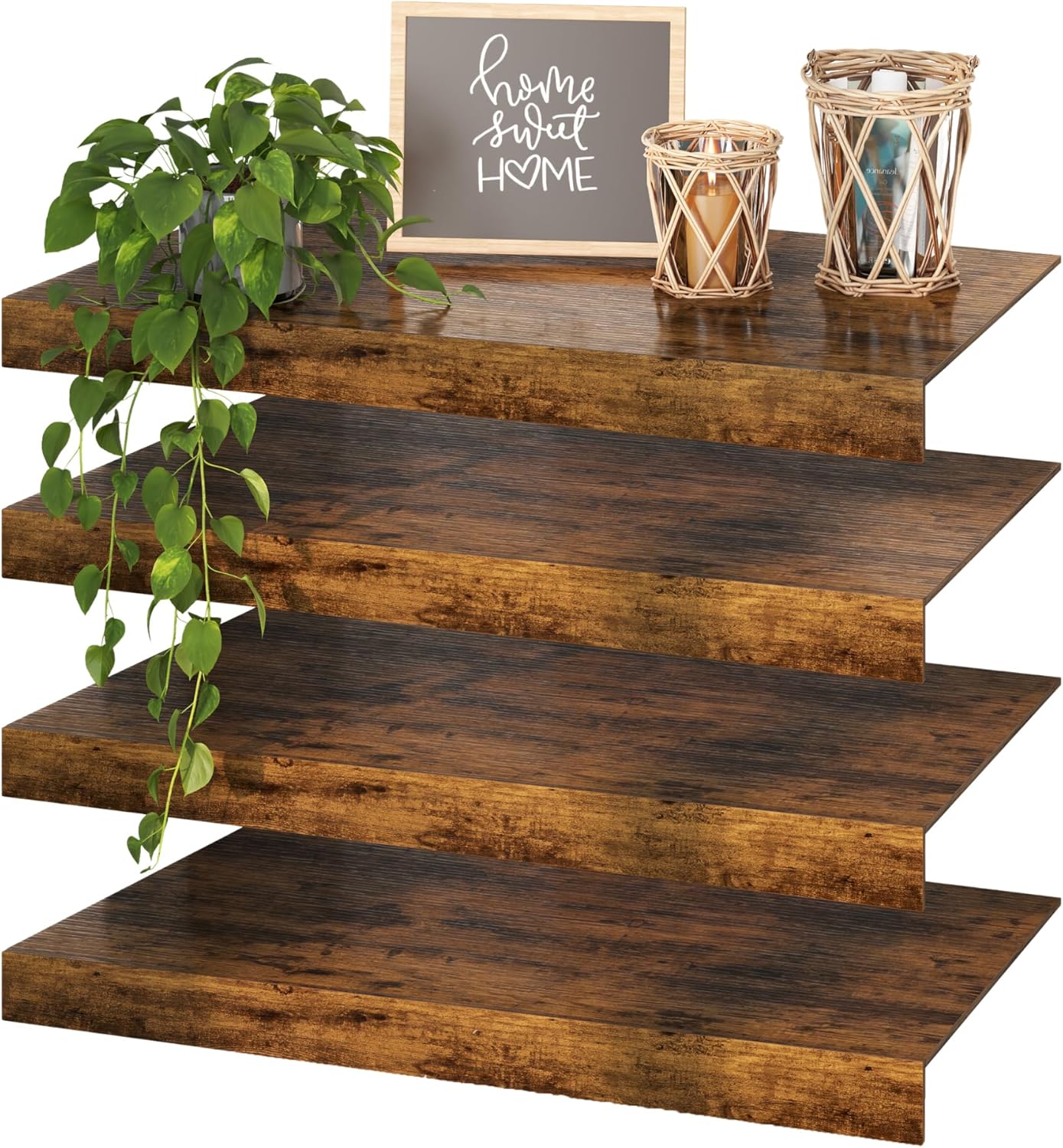 4 Pcs 24×16 Wire Shelf Cover – Engineered Wood Wire Rack Covers for Shelves, Rustic Farmhouse Style for Pantry, Closet (4 pcs, 24×16 inch) 24"W × 16"D 4