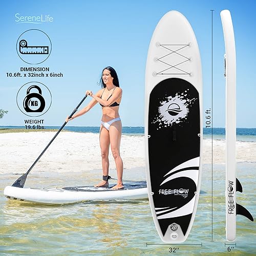 Miniatura 3 de SereneLife Tabla de remo inflable (6 pulgadas de grosor) con accesorios de SUP premium y bolsa de transporte  postura amplia y chaleco salvavidas