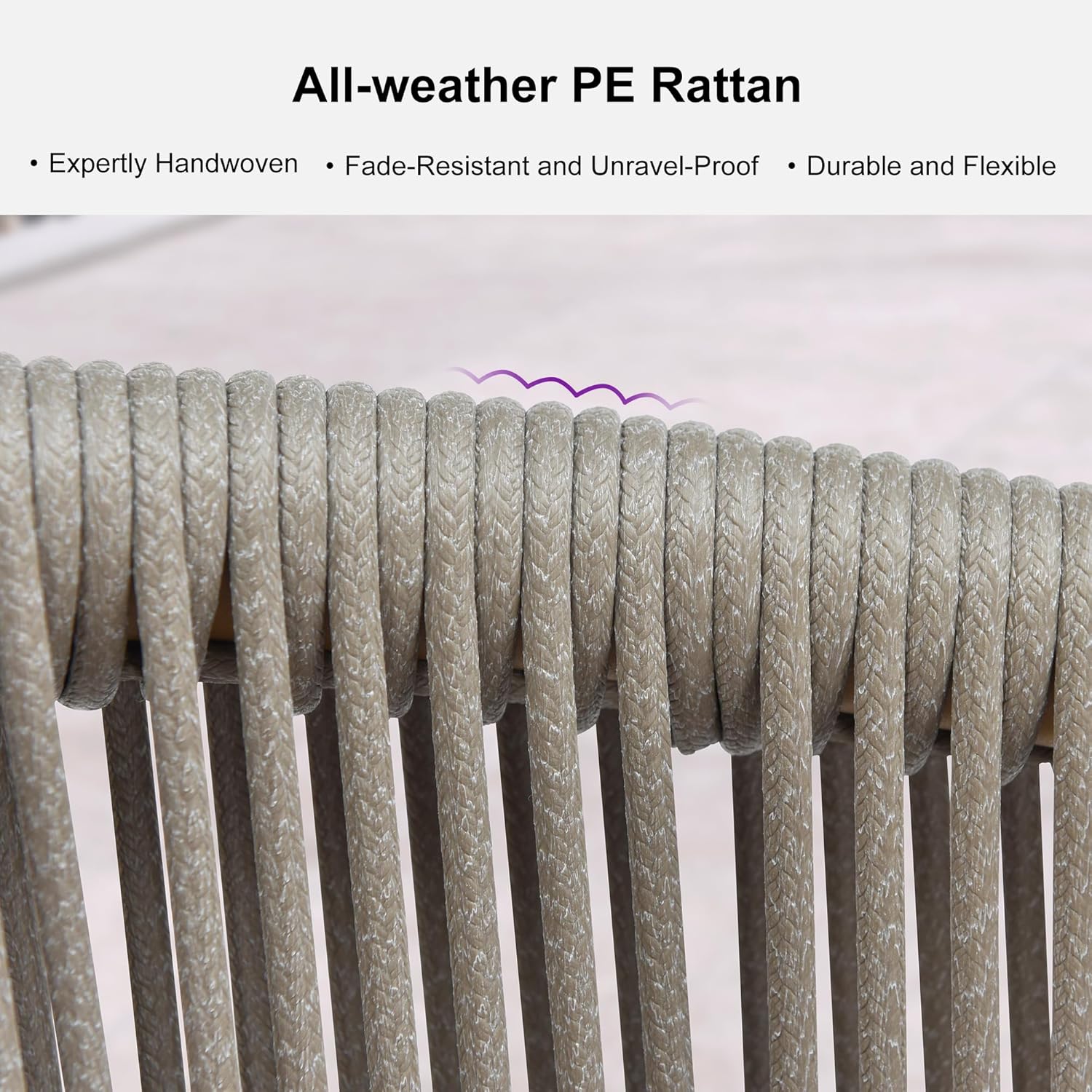 PURPLE LEAF Patio Dining Chairs Set of 2 Modern Wicker Outdoor Dining Chairs with Thick Cushions and Aluminum Frame All Weather Patio Chairs for Garden Porch Lawn Champagne