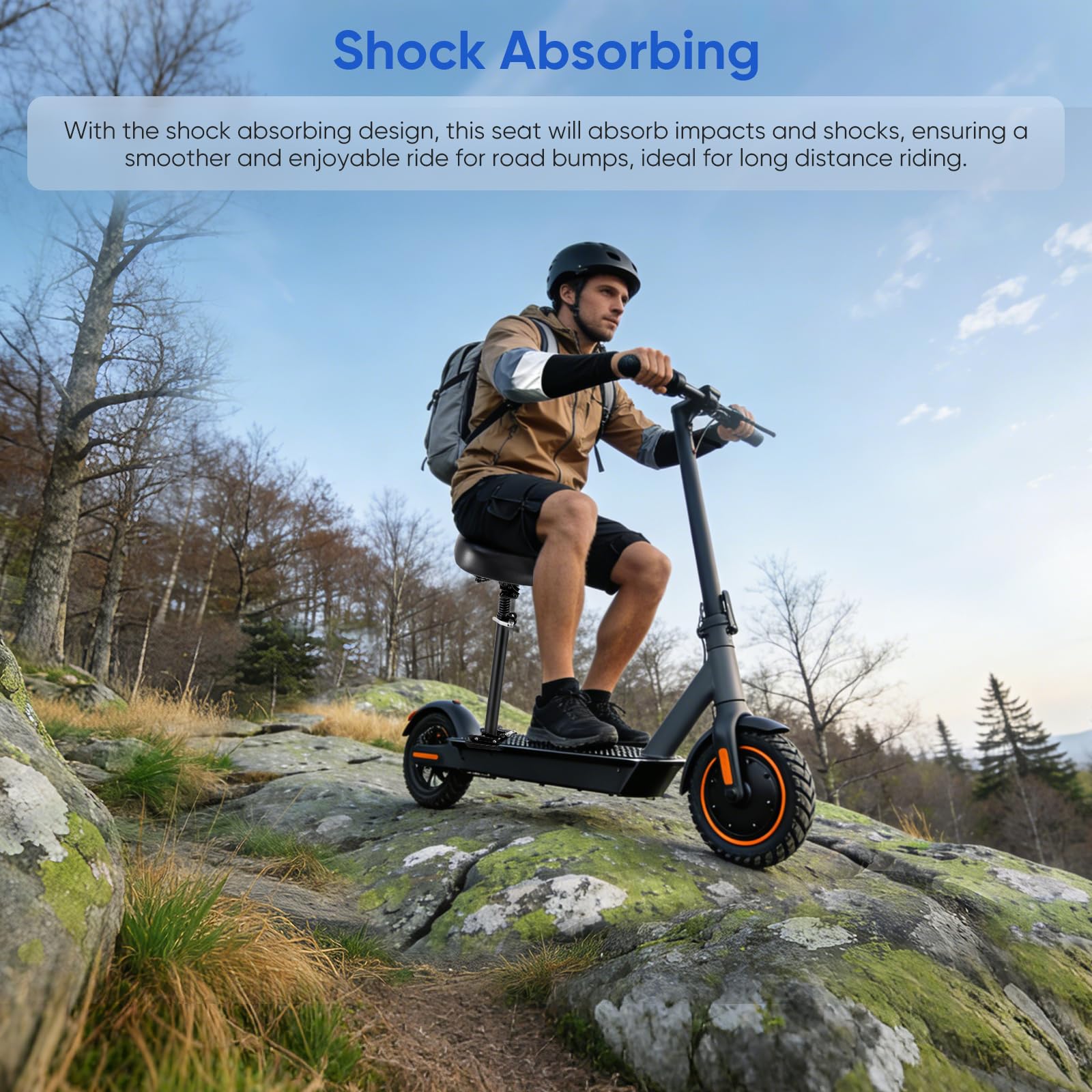 Asiento para patinete eléctrico de 13 cm a 19 cm, asiento de scooter eléctrico para adultos, bordes curvos, tablas de pies de 55 – 68 cm, altura ajustable, plegable, patinete para adultos e accesorios