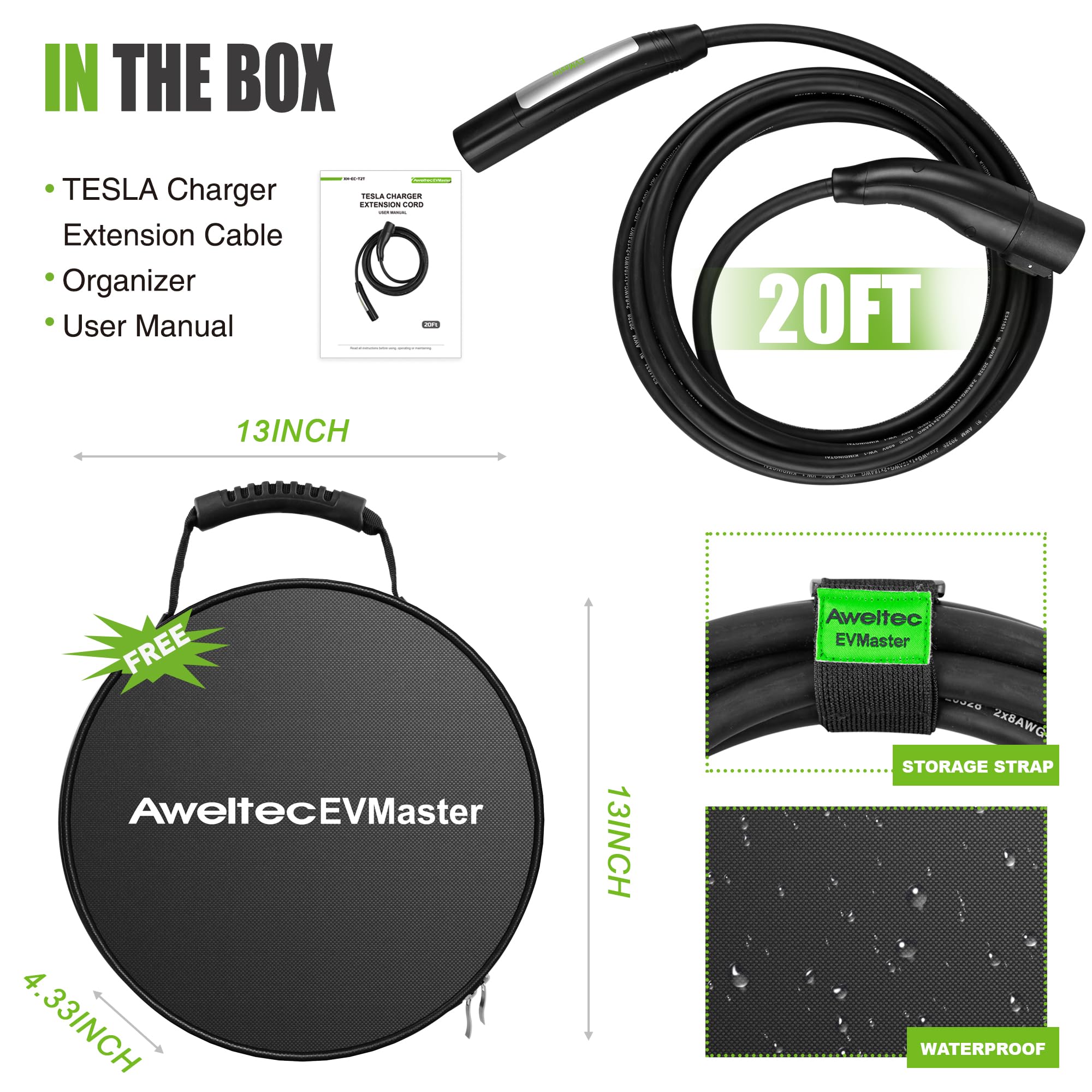 Amazon.co.jp: EV Tesla充電器延長ケーブル、20フィート 48Amp