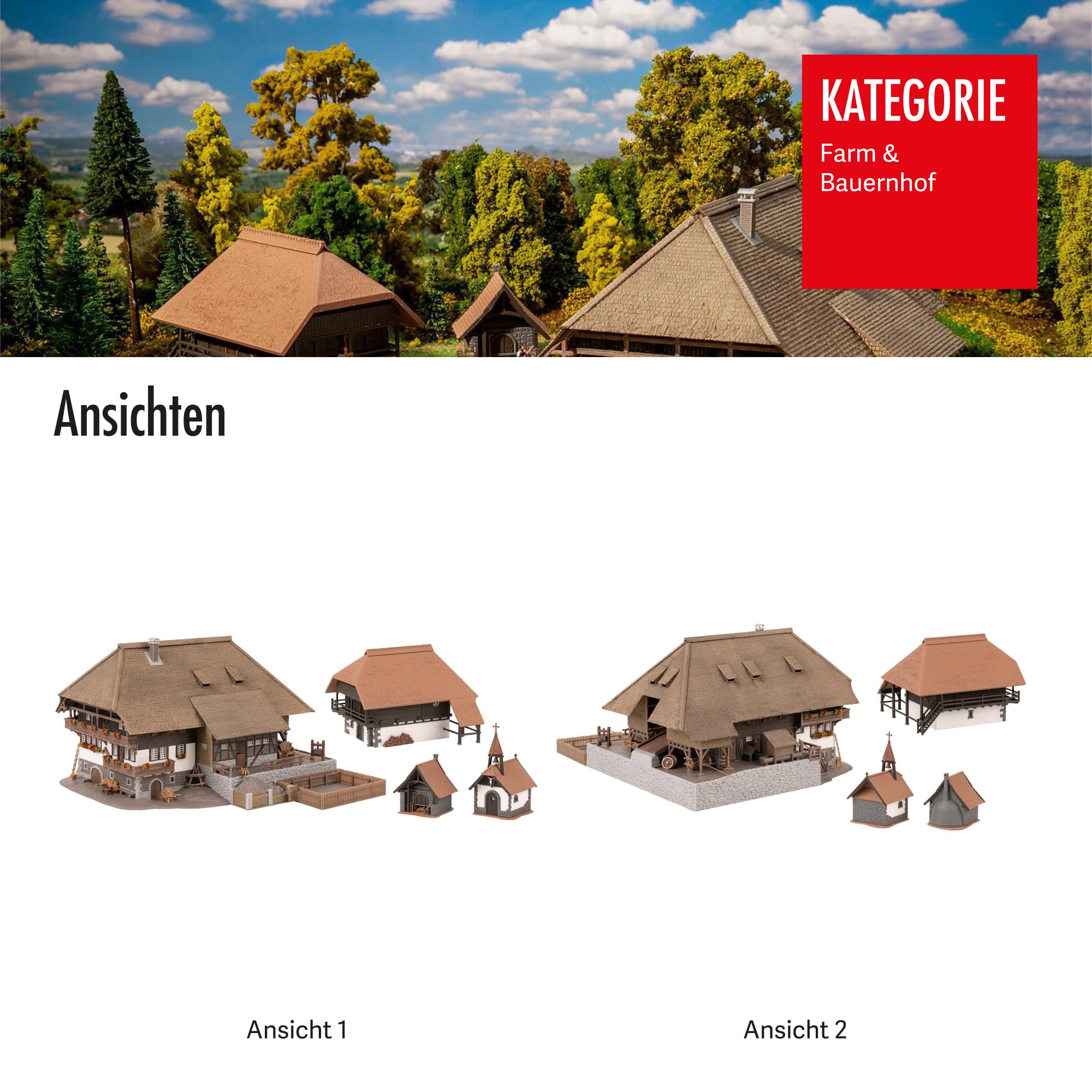 Faller 130677 Schwarzwald-Set Vogtsbauernhof, 27 x 24 x 14.5 cm, Holzfarben