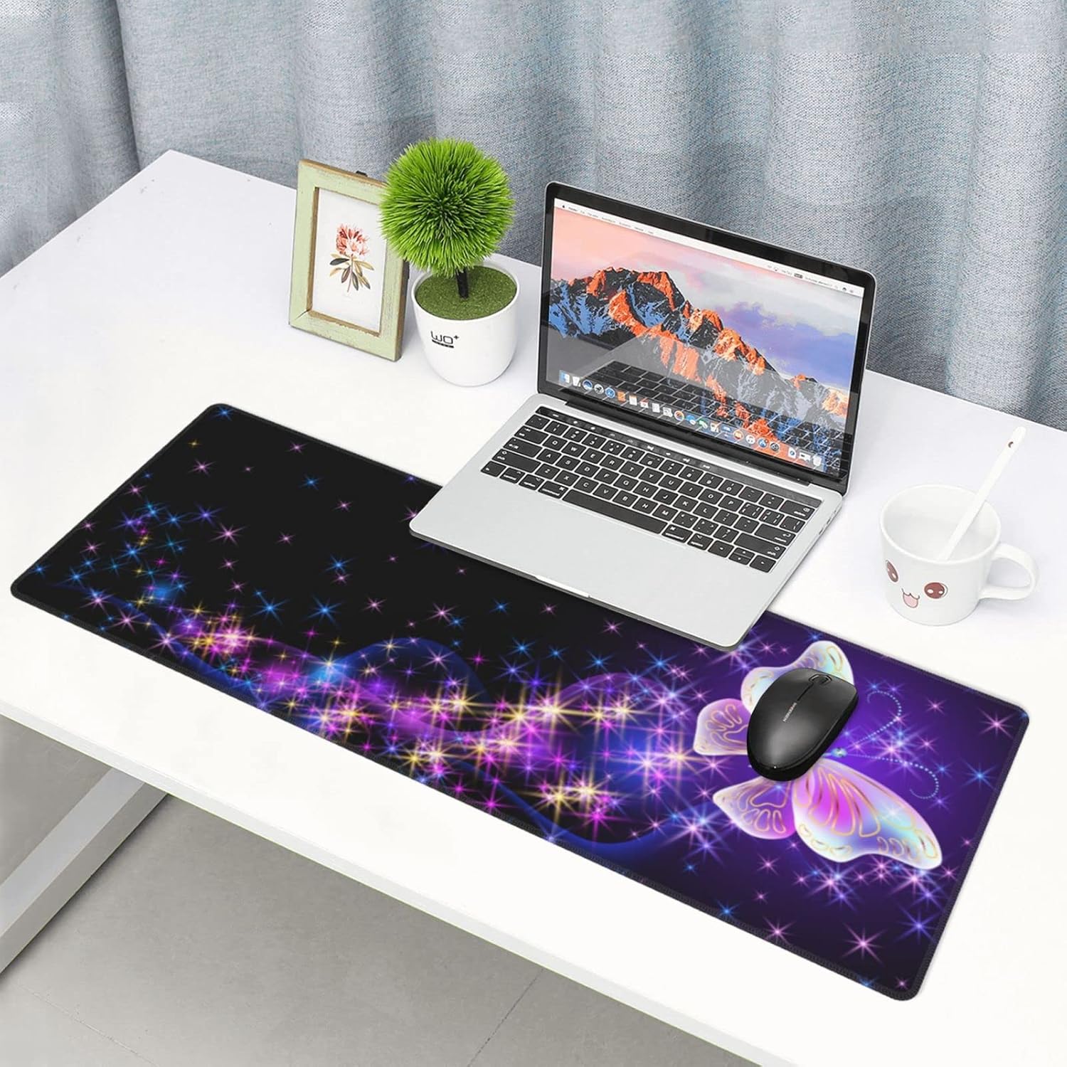 Butterfly Mouse Pad Extended Large Gaming Mouse Pad XL Oversized Desk Pad Stitched Edges 31.5 X 11.8 Inch - Image 7