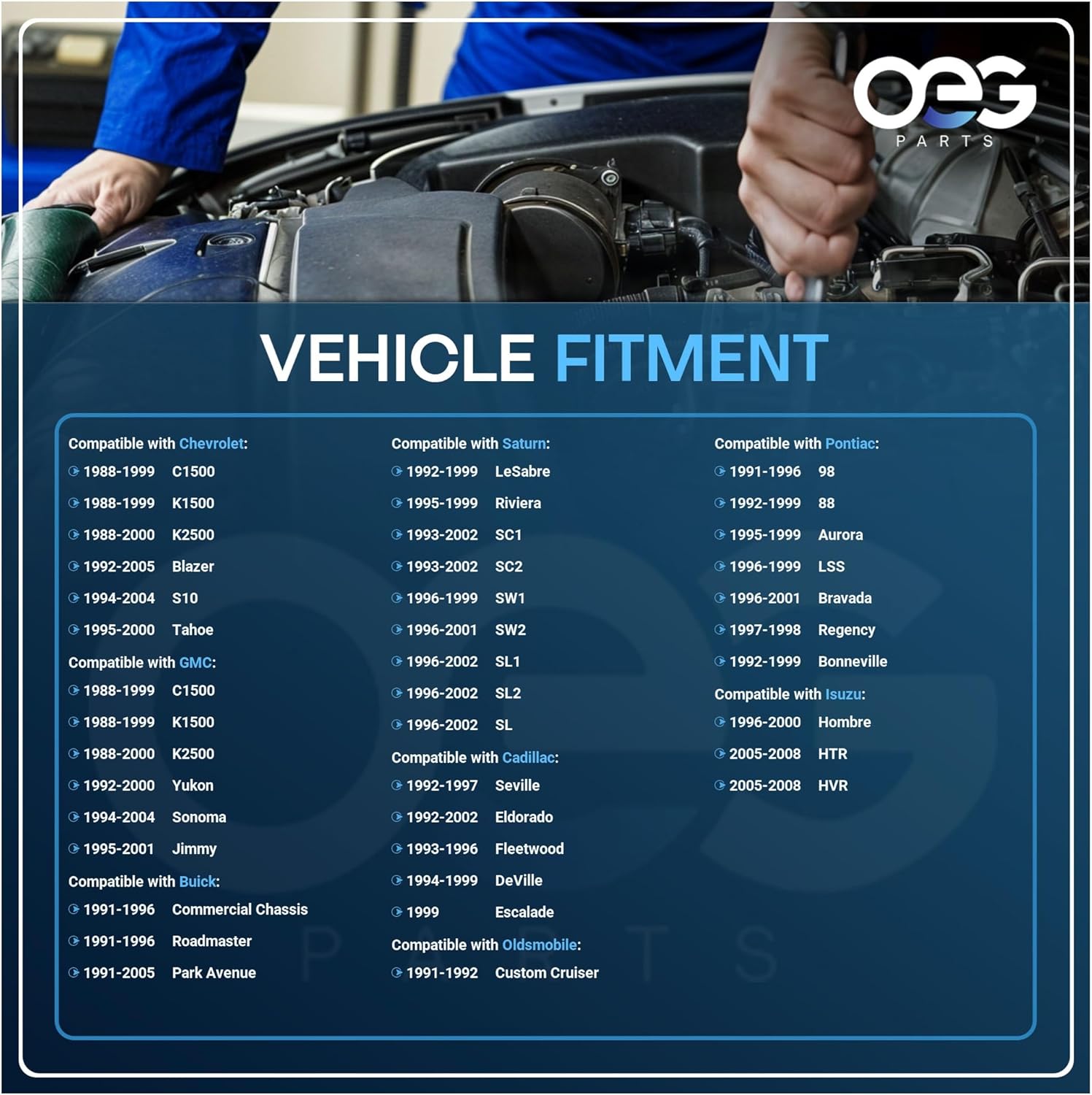 OEG Parts New Front & Rear, Left & Right Window Lift Motor Only Compatible with Buick 91-05 Cadillac 92-02 Chevy 85-08 GMC 88-07 Isuzu 96-07 Olds 92-01 Pontiac 92-98 Saturn 91-02 10414629 742-143