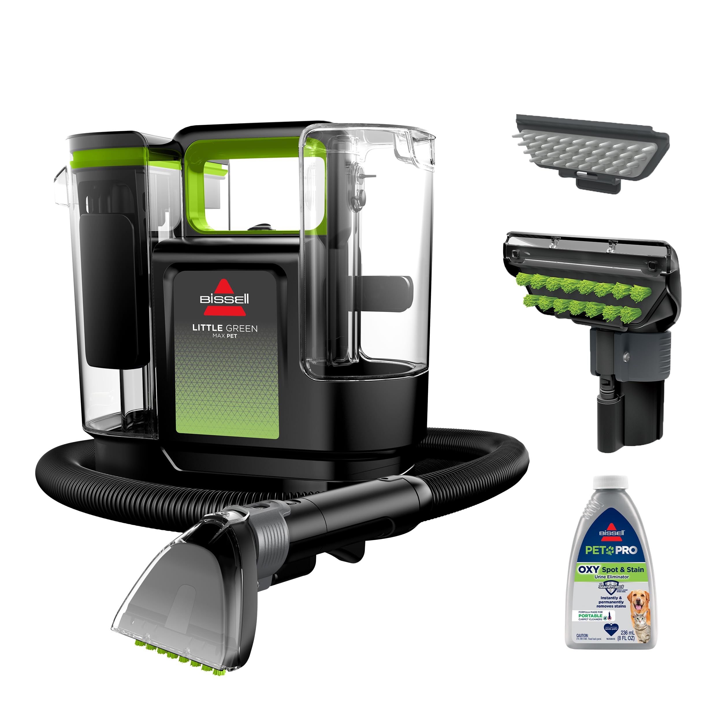 BISSELL Little Green Max Pet Portable Carpet and Upholstery Deep Cleaner, Car/Auto Detailer, with Self-cleaning Tough Stain Tool and Pet Hair Removal Tool, 3860B