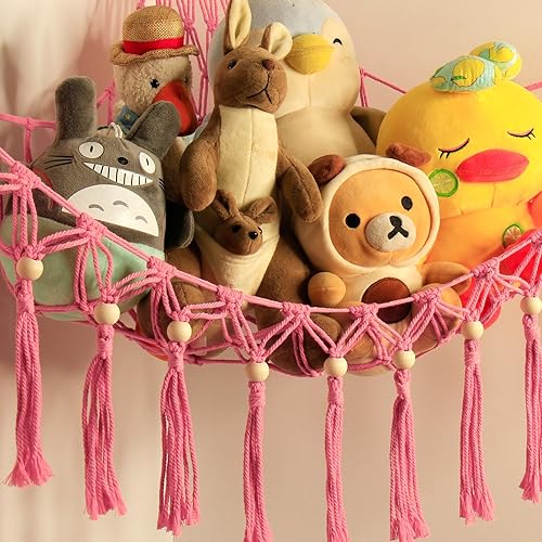 Miniatura 37 de Hamaca de peluche para almacenamiento de esquina, organizador de red de hamaca de juguete con luz LED, soporte de red de peluche para hamacas de