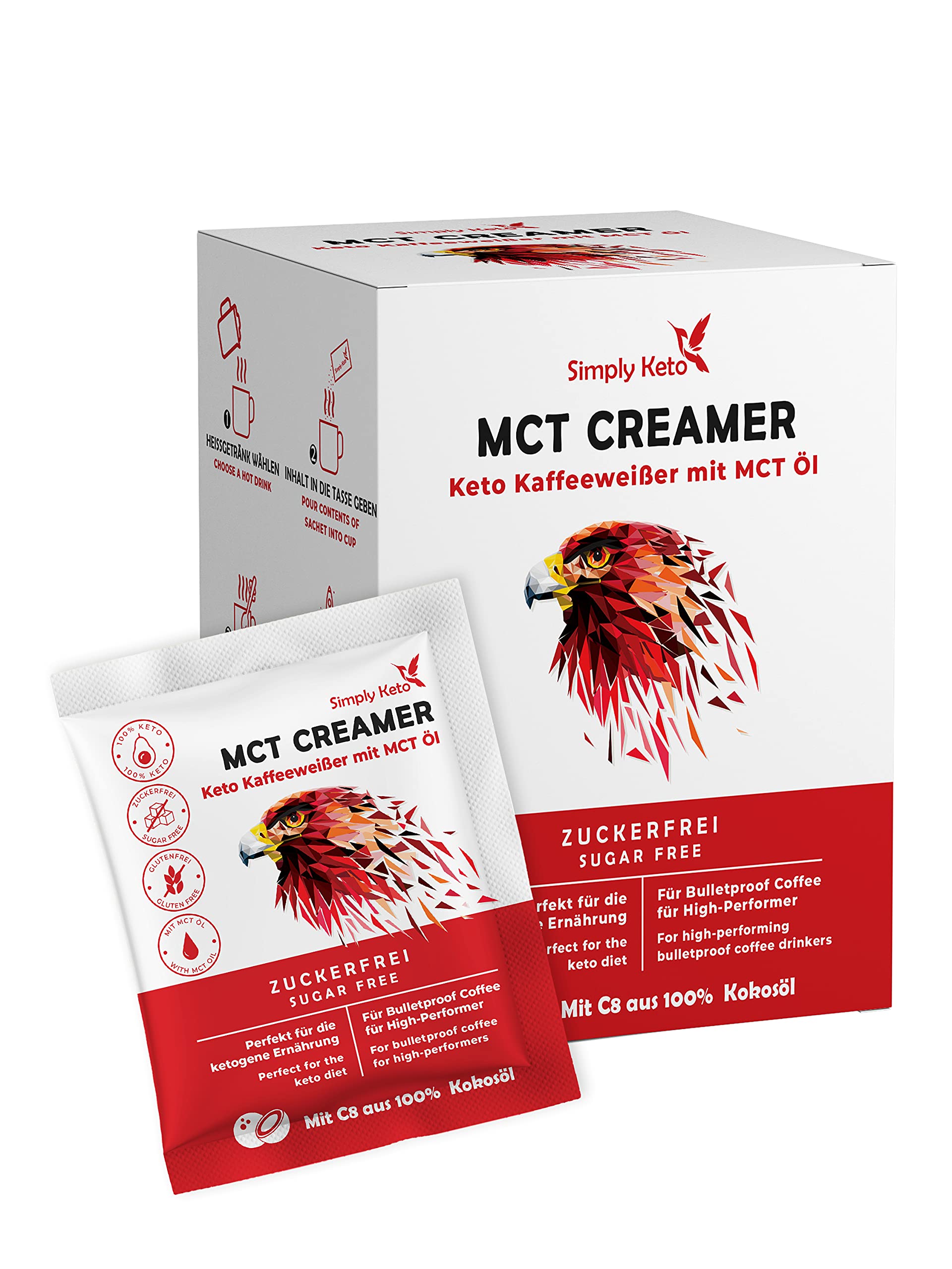 Simply Keto MCT Creamer (10er Box) - Zuckerfreier ketogener Kaffeeweißer für Bulletproof Coffee - Mit MCT Öl, Kokosöl & Weidebutter - Ohne Kohlenhydrate - Optimiert für Performance
