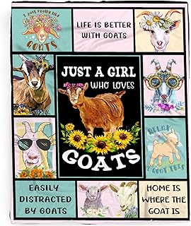 Just A Girl Who Loves Goats Blanket Gifts for Girls Boy Adults, Floral Farm Animal Throw Blanket Goats Gift for Goats Lover Decor Soft Lightweight Flannel Fleece Blankets for Sofa Couch Bed 80x60In