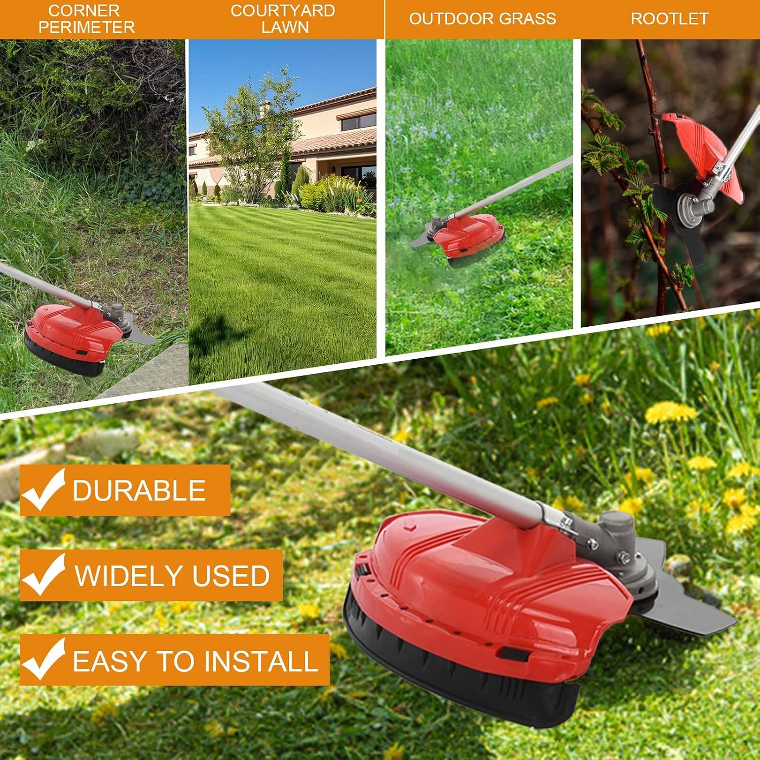 2 in 1 Gas Weed Eater, 52cc 2-Stroke Weed Eater Gas Powered, 2026 Upgraded Gas Weed Wacker with Extension Pole, 8500RPM Strong Power for Lawn Garden (Red)