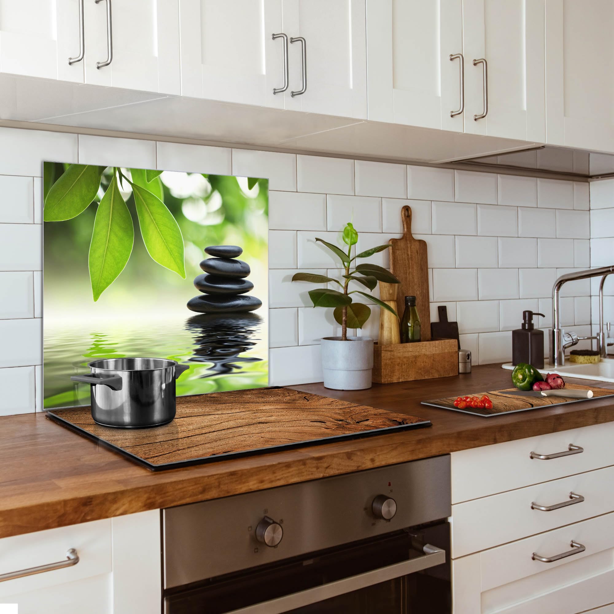 Banjado Glasrückwand 50x50cm Mit Kirschblüten-Motiv - Selbstklebend, Magnetisch & Beschreibbar