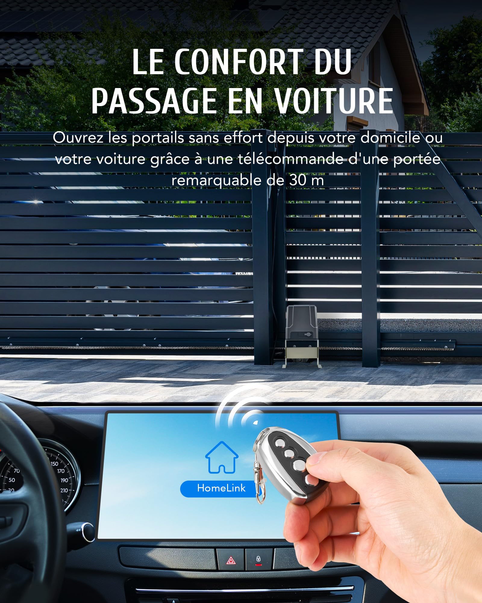 CO-Z Lot de 2 Télécommandes pour Motorisations pour Portails Coulissants et Portails Battants Clés de Sauvegarde sans Fil Distance 30 Mètres Accessoires de Sécurité pour Portails Automatiques