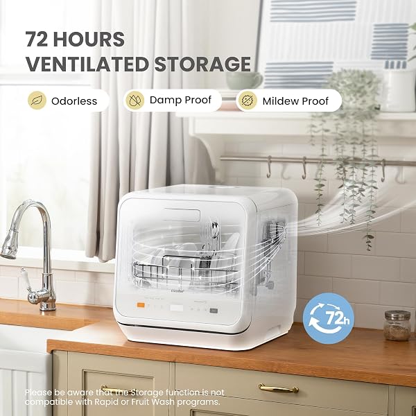 COMFEE‘ Table Top Dishwasher, Mini Countertop Dishwasher with 6+3 Programs, Steam Wash, Baby Care & Fruit Wash, No plumbing, Delay Start, 72H Storage, Perfect for Singles or Couples - 5