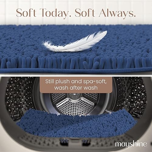 Miniatura 67 de Tapete de baño extra largo de felpilla suave, tapete de microfibra absorbente, lavable a máquina y antideslizante para puerta, baño, habitación