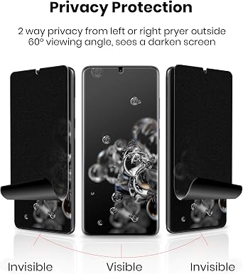 Galaxy S20 Ultra Screen Protector Matte Privacy Soft Film (NOT Tempered Glass)[2 Pack], Matte Finish Surface Anti Glare 2 Way Anti Spy Privacy Protection Full Adhesive Support Ultrasonic Fingerprint Sensor for Samsung Galaxy S20 Ultra