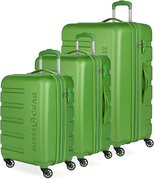 SwissGear 7366 Signature Hardside Expandable Luggage with Spinner Wheels, TSA Lock, Cup-Holder, Green, 3-Piece Set 19/23/27