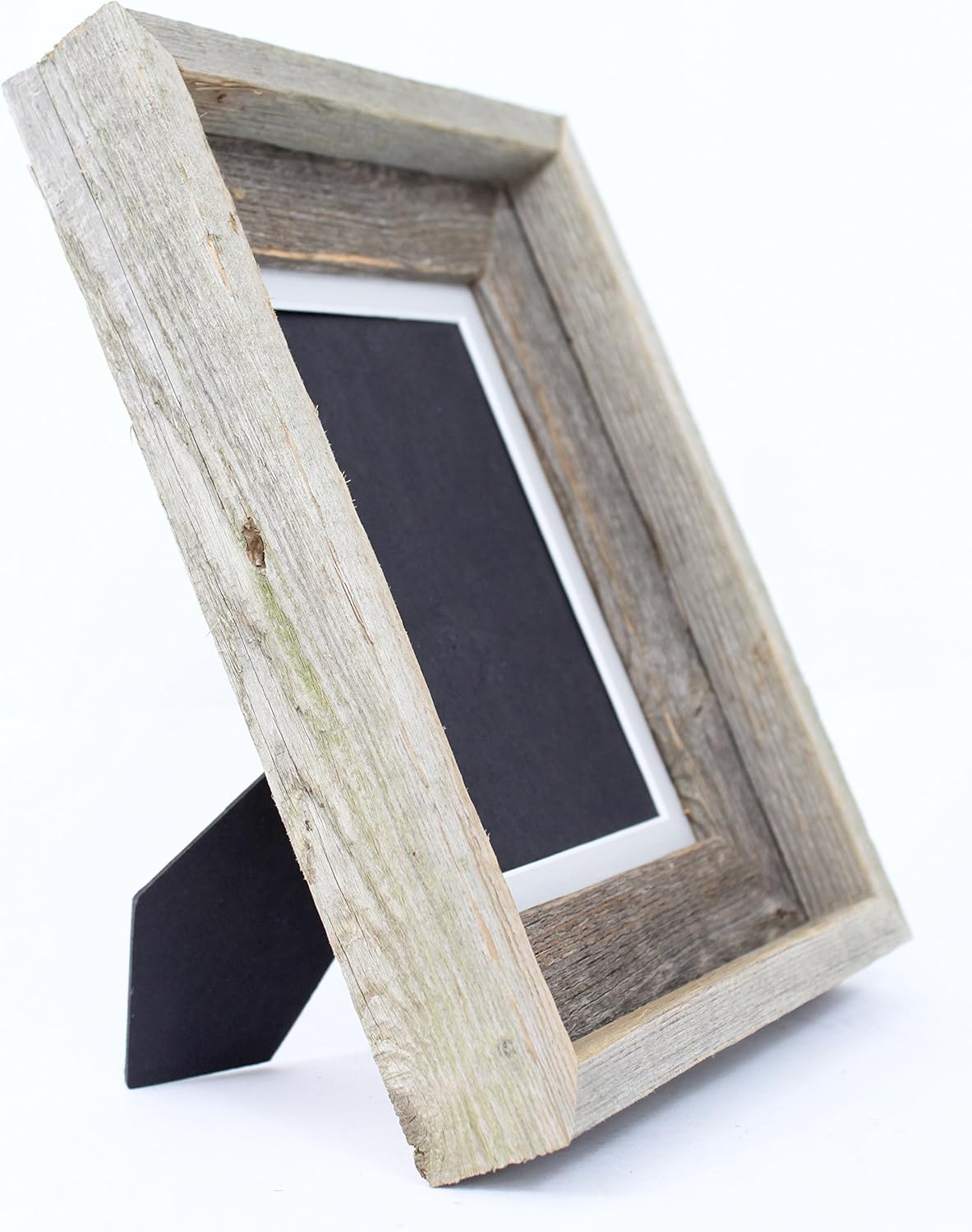 Rustic Barnwood Picture Frames – Reclaimed Wood Photo Frames – Wood Frame with Mat for Wall & Tabletop Display – Made in USA, Weathered Gray, 5x7 matted to display a 4x6, Gray Mat