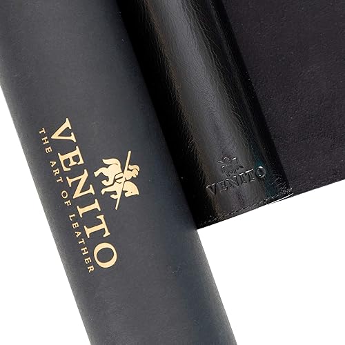 Vista 24 de Venito Tapete de escritorio de cuero prémium (36 x 19 pulgadas), tapete grande para mouse para accesorios de oficina en casa (marrón antiguo)