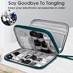 Arae Electronic Organizer, Travel Essentials Cable Organizer, Double Layers Portable Waterproof Pouch, Electronic Accessories Storage Case for Cable, Cord, Charger, Phone, Earphone (Dark Green, L)