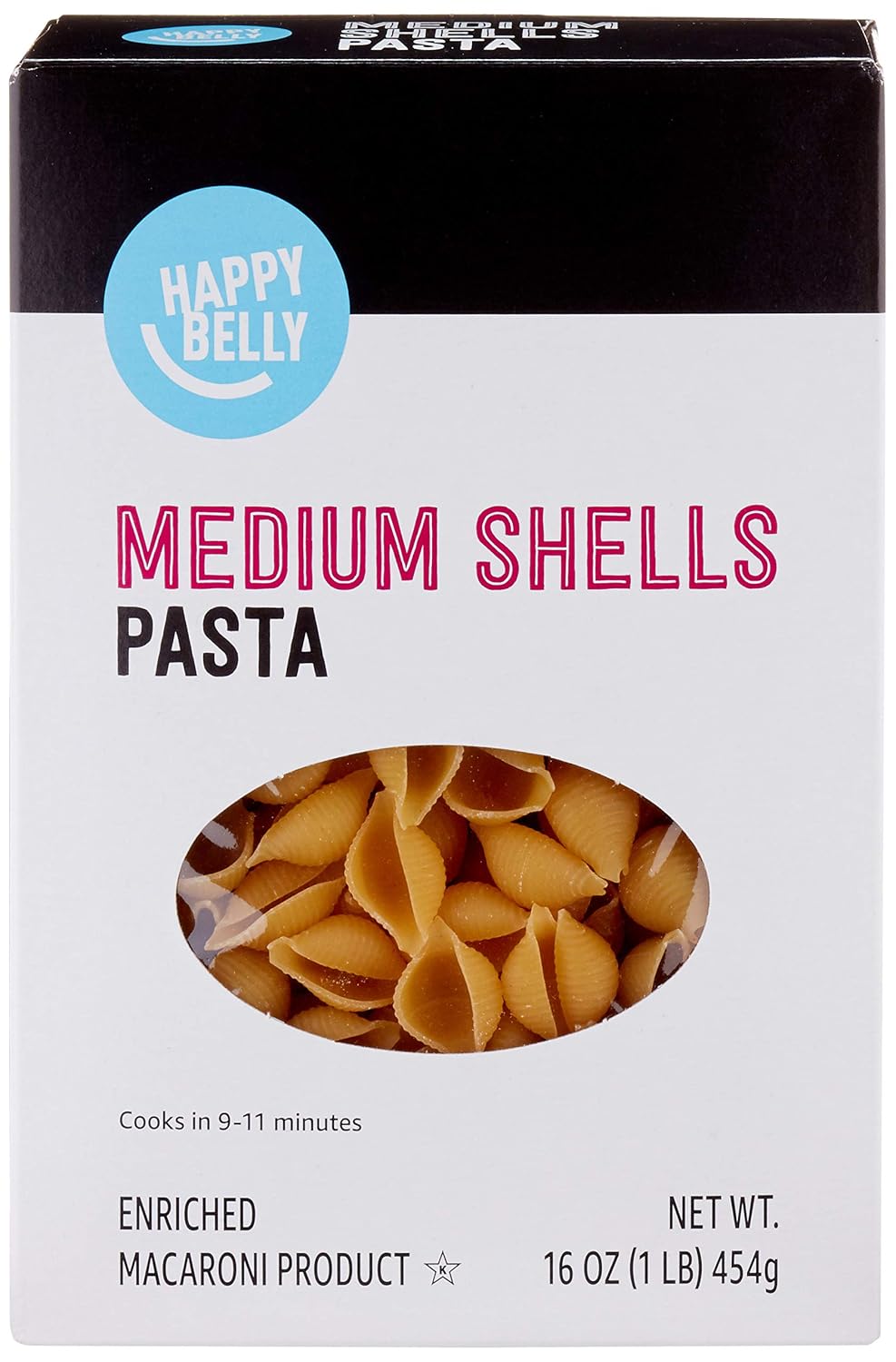 Amazon Brand - Happy Belly Pasta, Medium Shells, 16 Ounce