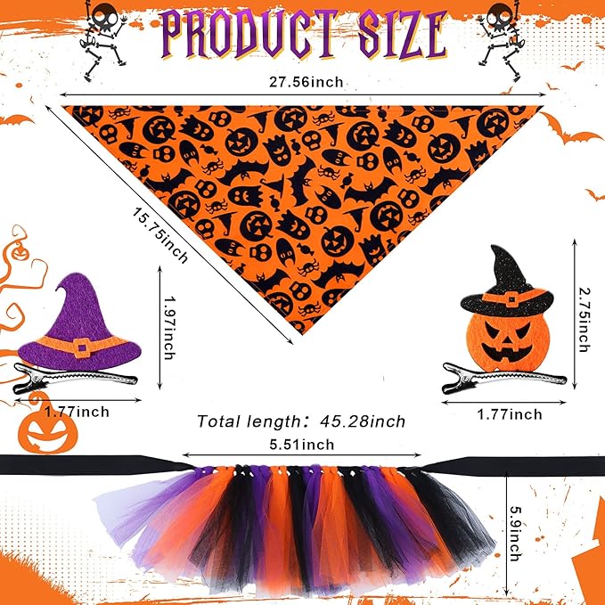 8 Piezas Disfraz Halloween para Perro con Falda Tutú y Pañuelo miniatura 2