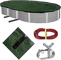 Vista 7 de Cobertor de piscina ovalado por encima del nivel del piso para el invierno, Verde bosque