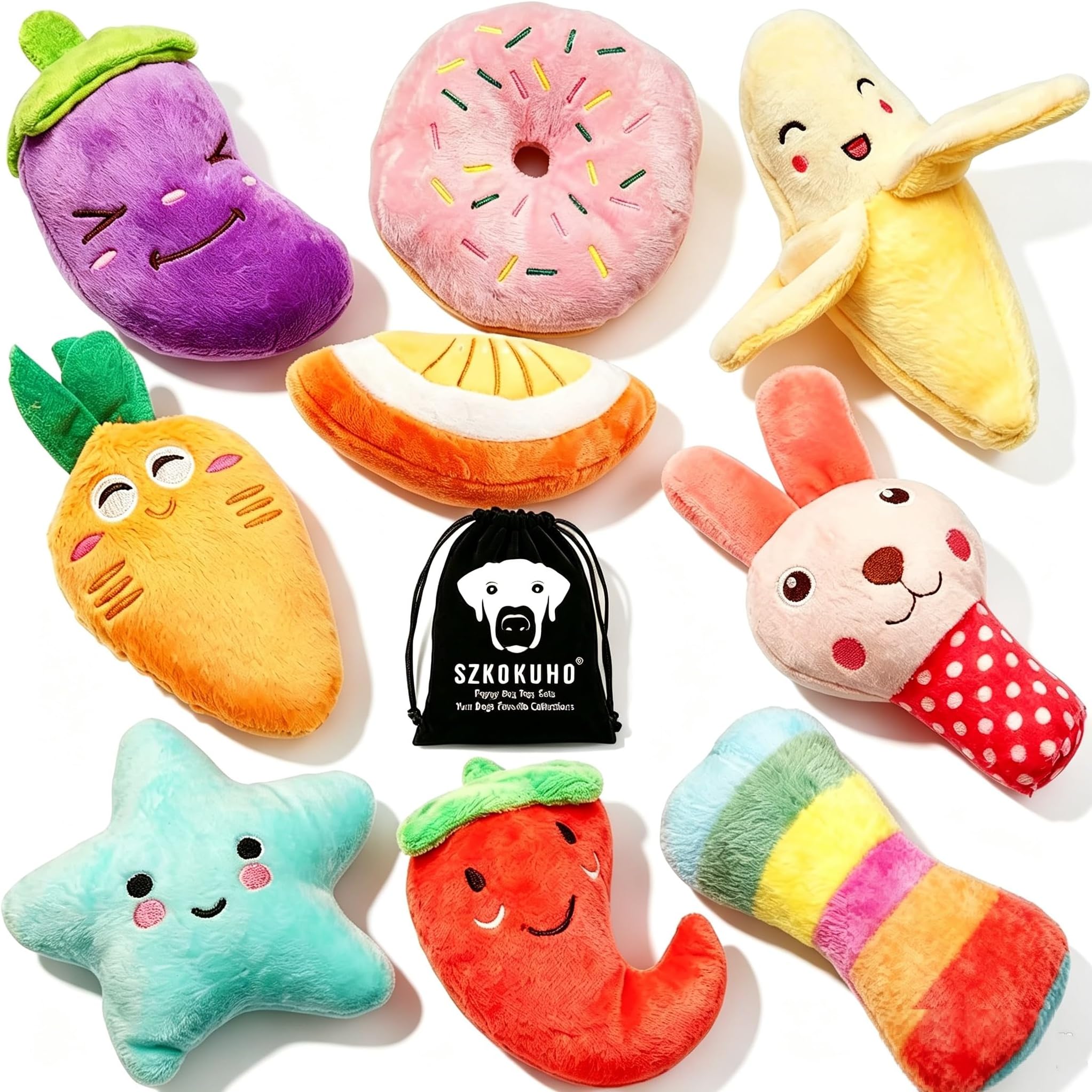 Squeaky Dog Toys for Small Medium Dogs, 9 Pack Stuffed Puppy Teething Toys