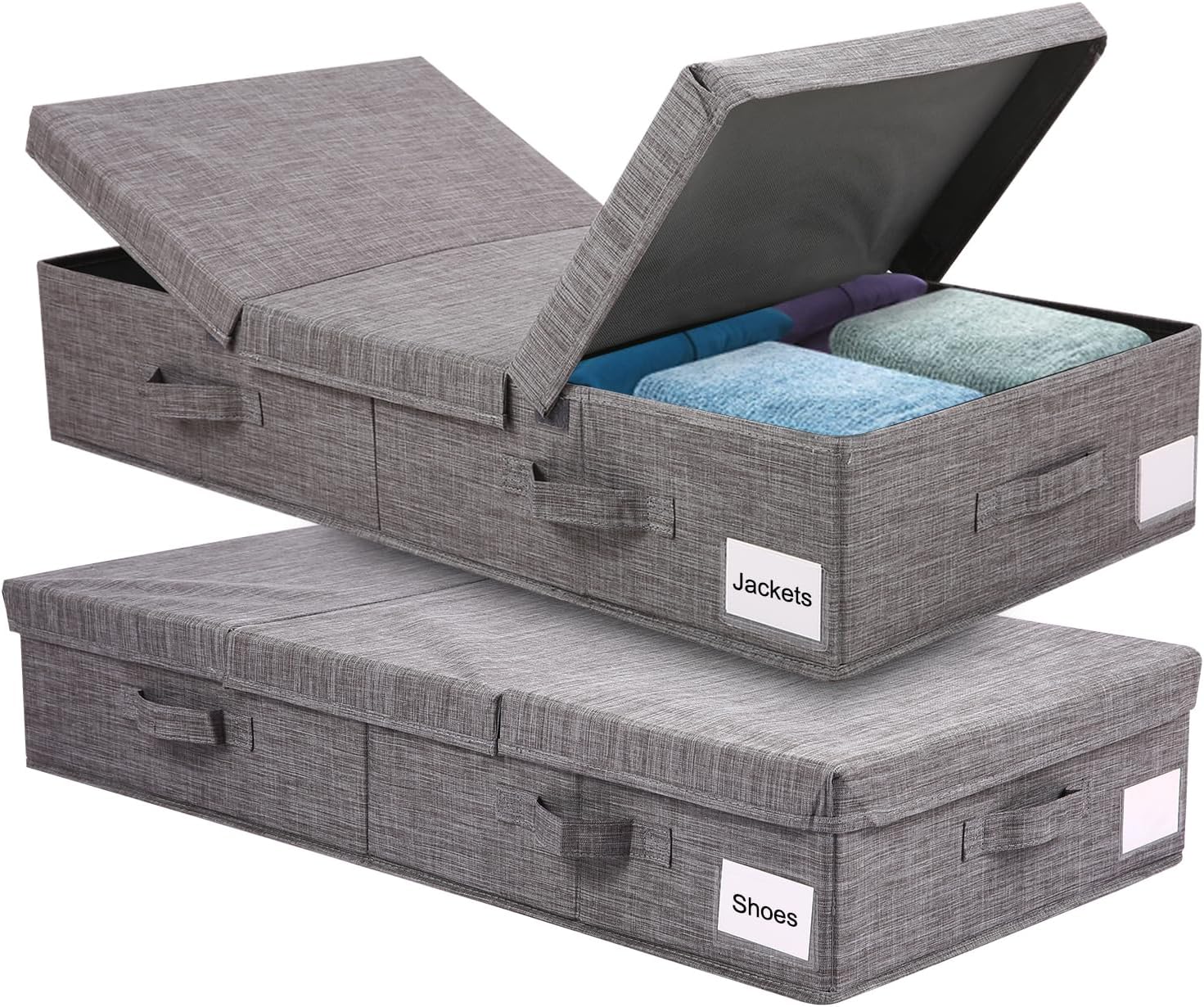 2pcs Underbed Storage Containers with Lids, Under Bed Organizer Storage