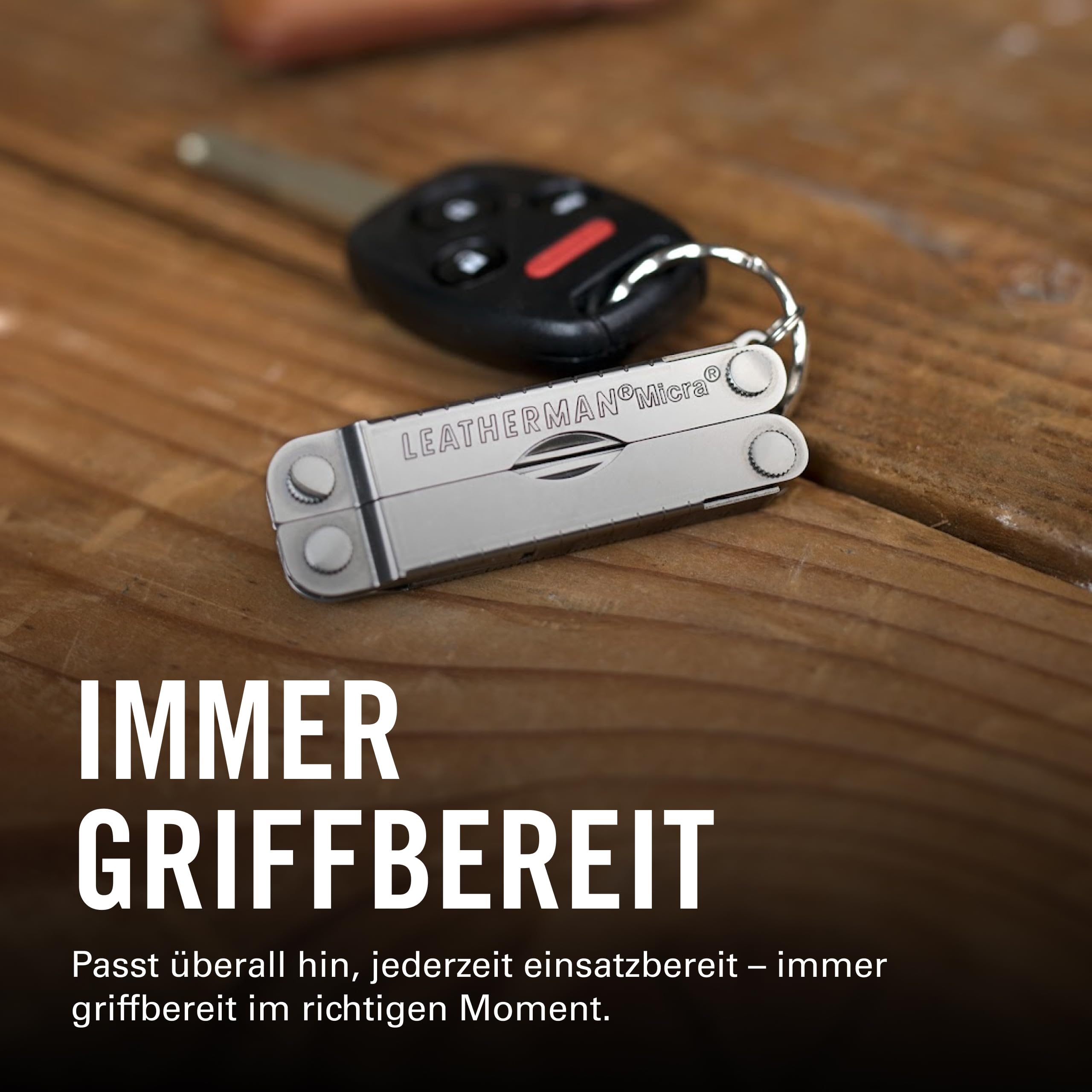 Leatherman Micra - Edelstahl-Schlüsselanhänger Multi-Tool mit Federschere und 9 Werkzeugen - Edelstahl