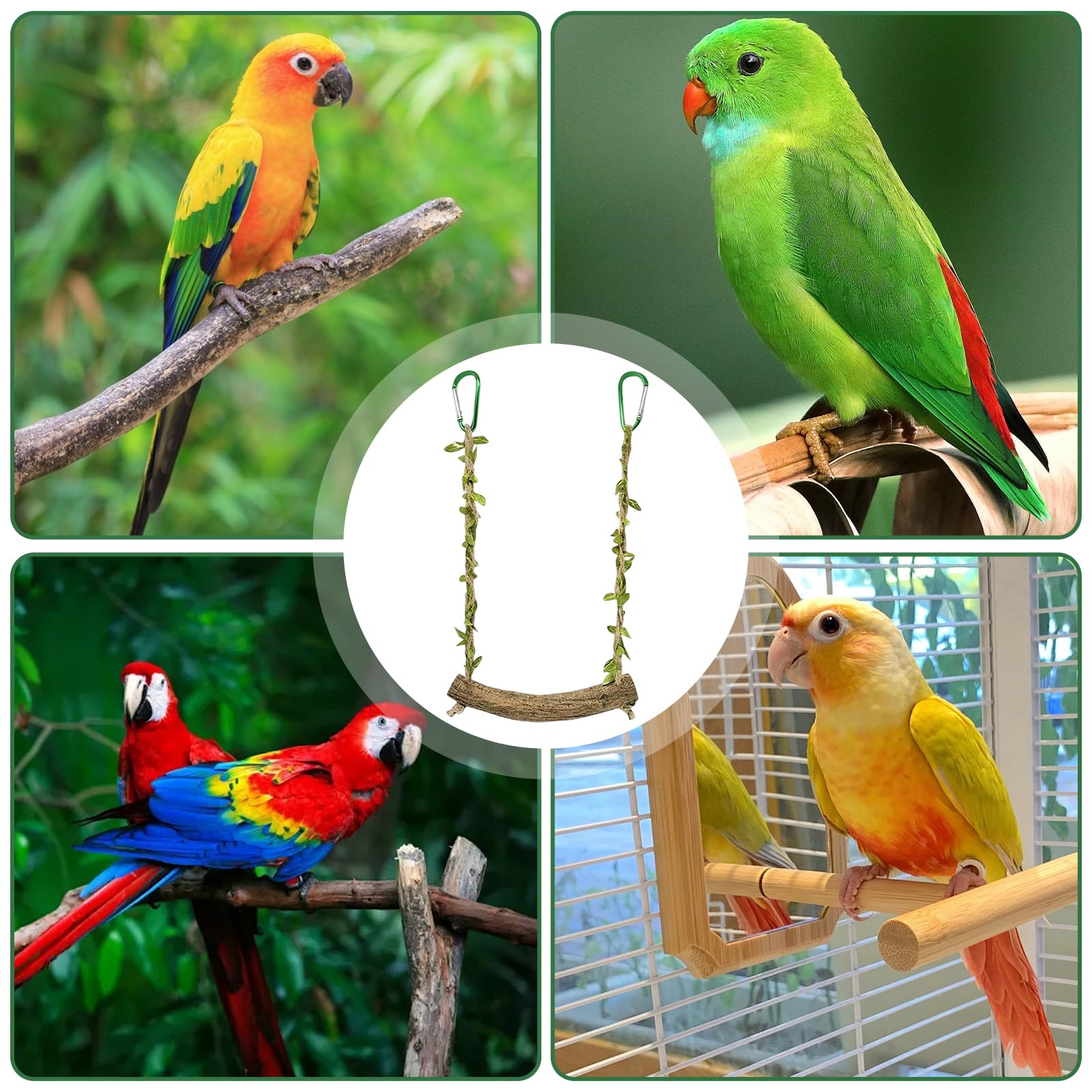 2 Pièces Perchoir Perroquet - BalançOire pour Oiseaux - Jouet Perruche - Accessoires pour Cage à Oiseaux, AdaptéS à Tous LesOiseaux de Petite et Moyenne Taille