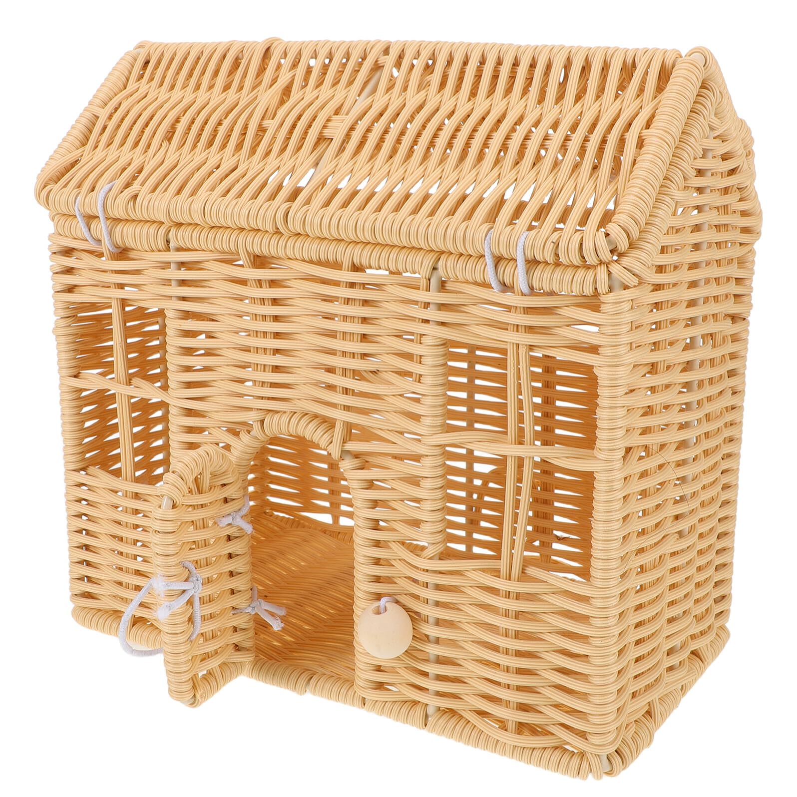 NOLITOY Cesta Tejida Navideña con Asa en Forma de Casita Cesta para Dulces y Regalos Beige Portátil para Fiestas Navideñas Shower y Decoración Hogareña