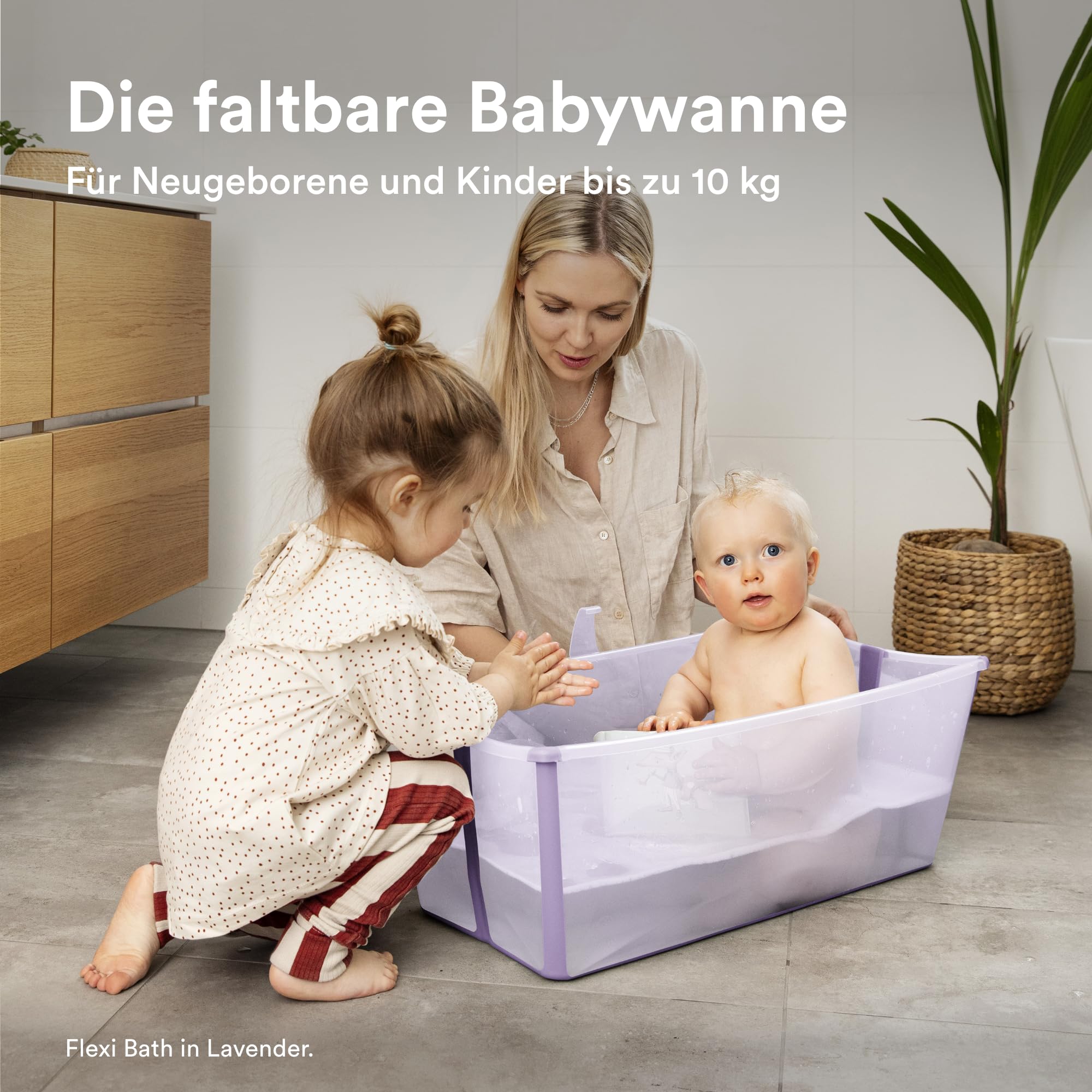 Stokke Flexi Bath, Sandy Beige - 64 x 24 x 34 cm - Faltbare Babybadewanne für Neugeborene und Babys - Leicht, robust & einfach zu verstauen - Praktisch für zu Hause oder auf Reisen