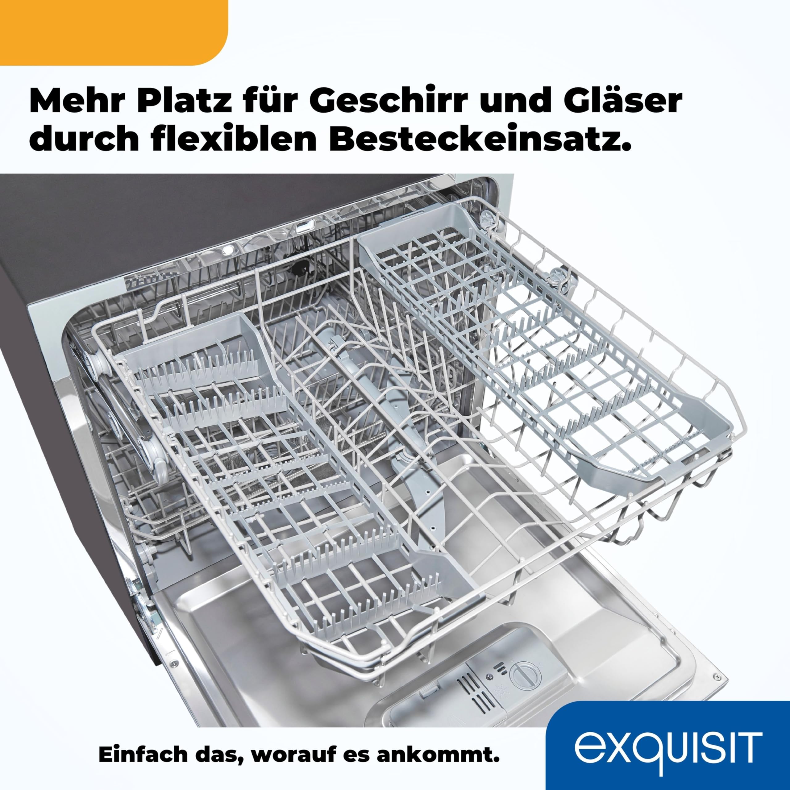 Exquisit GSP508-030D Tischgeschirrspüler, 55 cm breit, 8 Maßgedecke, 7 Programme, schwarz