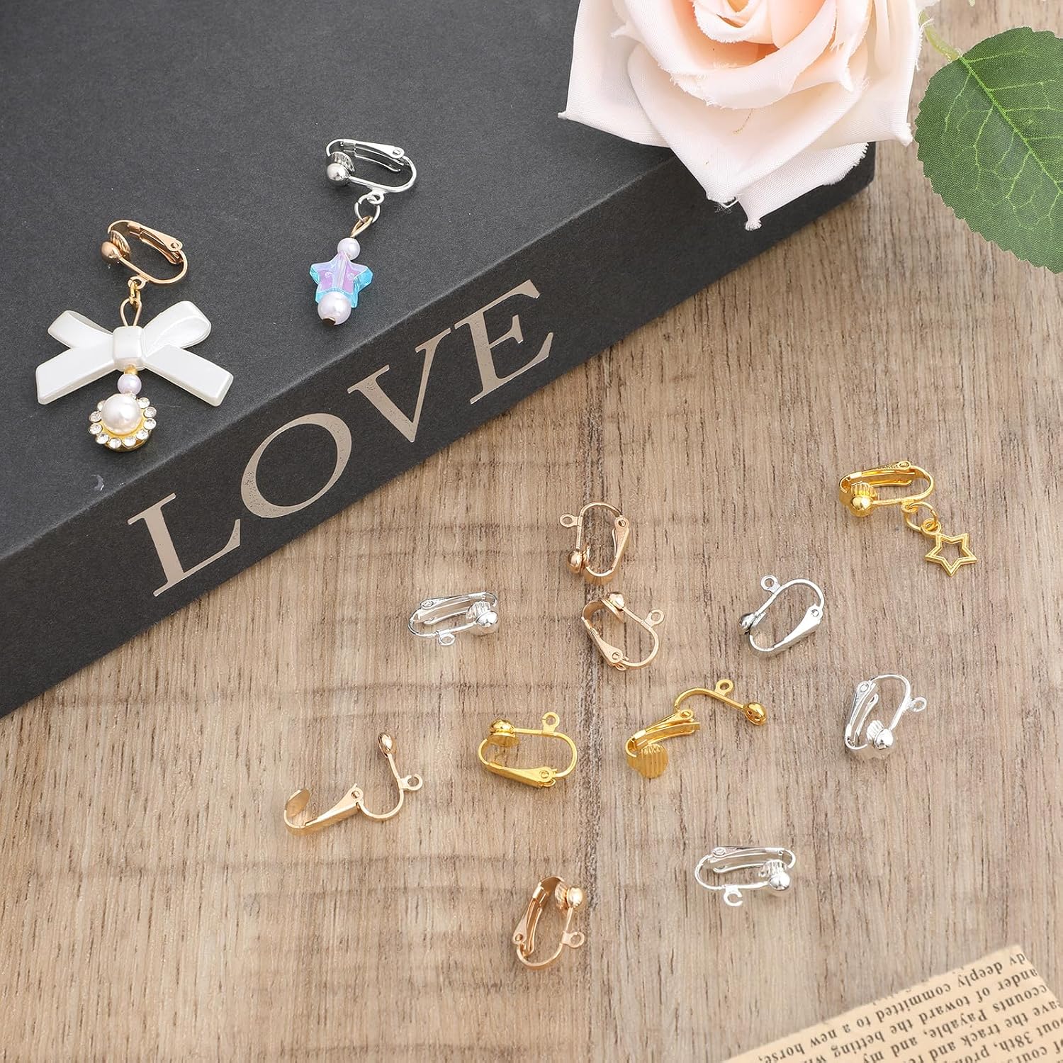 32 Pieces Earring Converters Pierced to Clip, Non-Pierced Earring Clips with Silicone Earrings Pads for None Pierced Ear