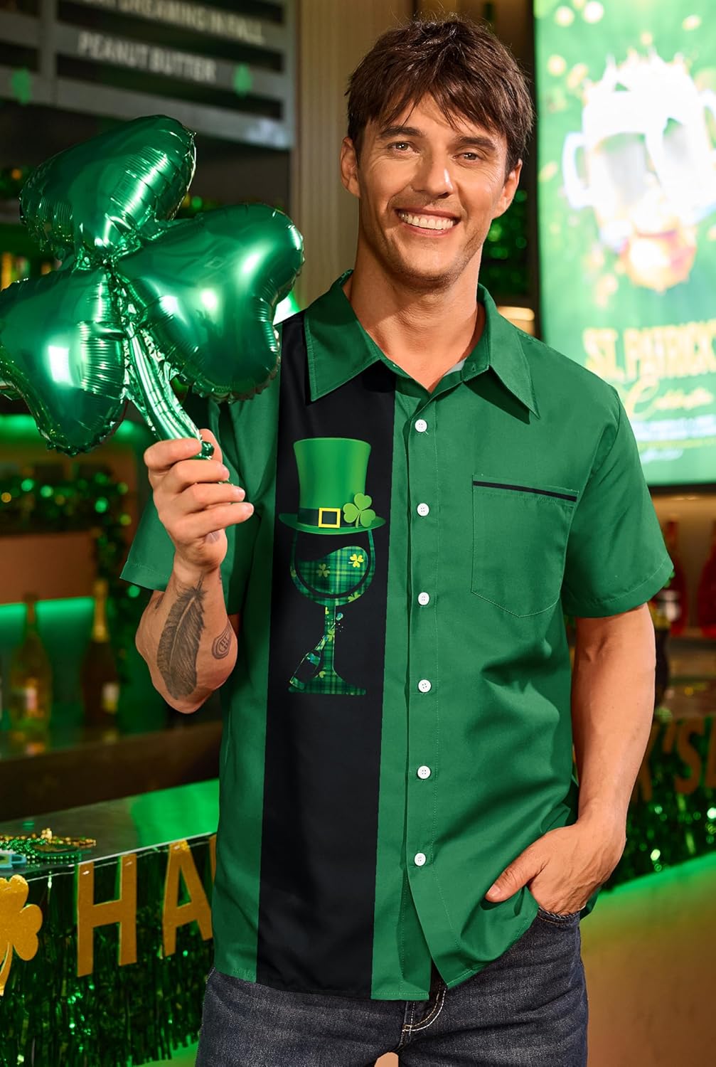 Arvilhill Men's St Patricks Day Printed Button Up Shirt - Image 5