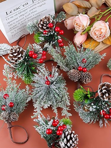 Miniatura 7 de Lanstics - Juego de 16 servilletas y anillos de Navidad, 8 hebillas de servilletas de Navidad y 8 servilletas de Navidad lavables rojas de tela