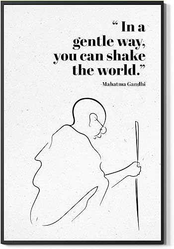 FESOGO In A Gentle Way You Can Shake The World Mahatma Gandhi - Arte de pared con texto en inglés "In A Gentle Way You Can Shake The World" - Arte