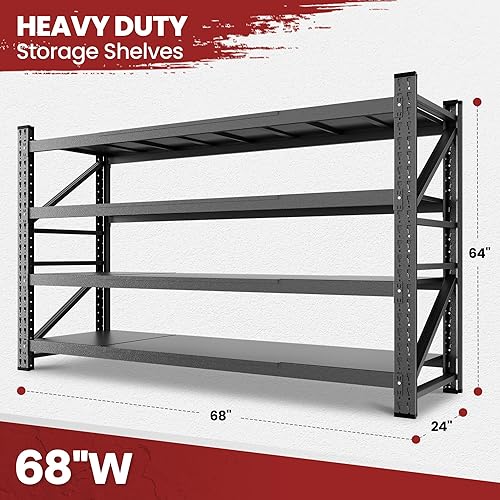 Miniatura 10 de Estantes de almacenamiento de 40 pulgadas de ancho, estantería de garaje de 2000 libras resistente, estantes de pie, estante de almacenamiento
