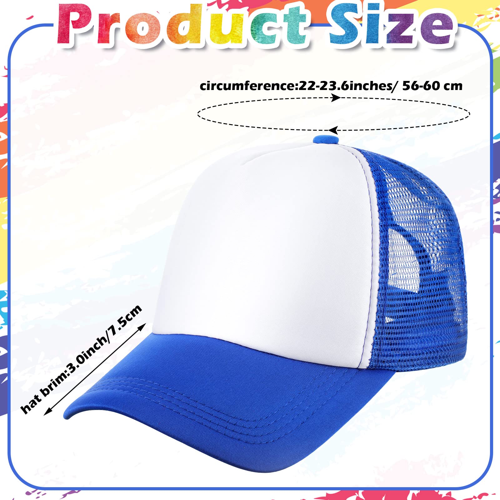 Xtinmee 36 gorras de béisbol unisex de sublimación de malla lisa en blanco gorra de camionero ajustable para hombres y mujeres al aire libre verano bricolaje, Multi, Talla única