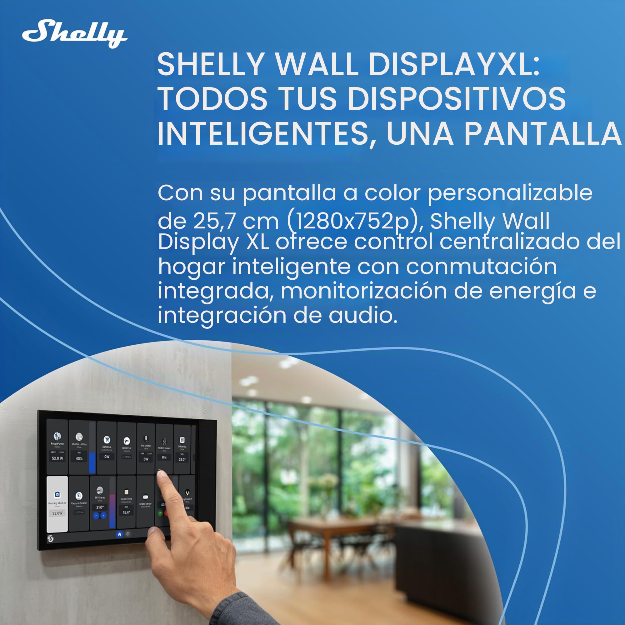Shelly Wall Display XL Negro – Panel Domótico Mural Táctil 10,1", Wi-Fi 6 y Bluetooth, Relé 5A Integrado, 4 Botones Físicos Personalizables, Altavoces, Home Assistant, Aplicación