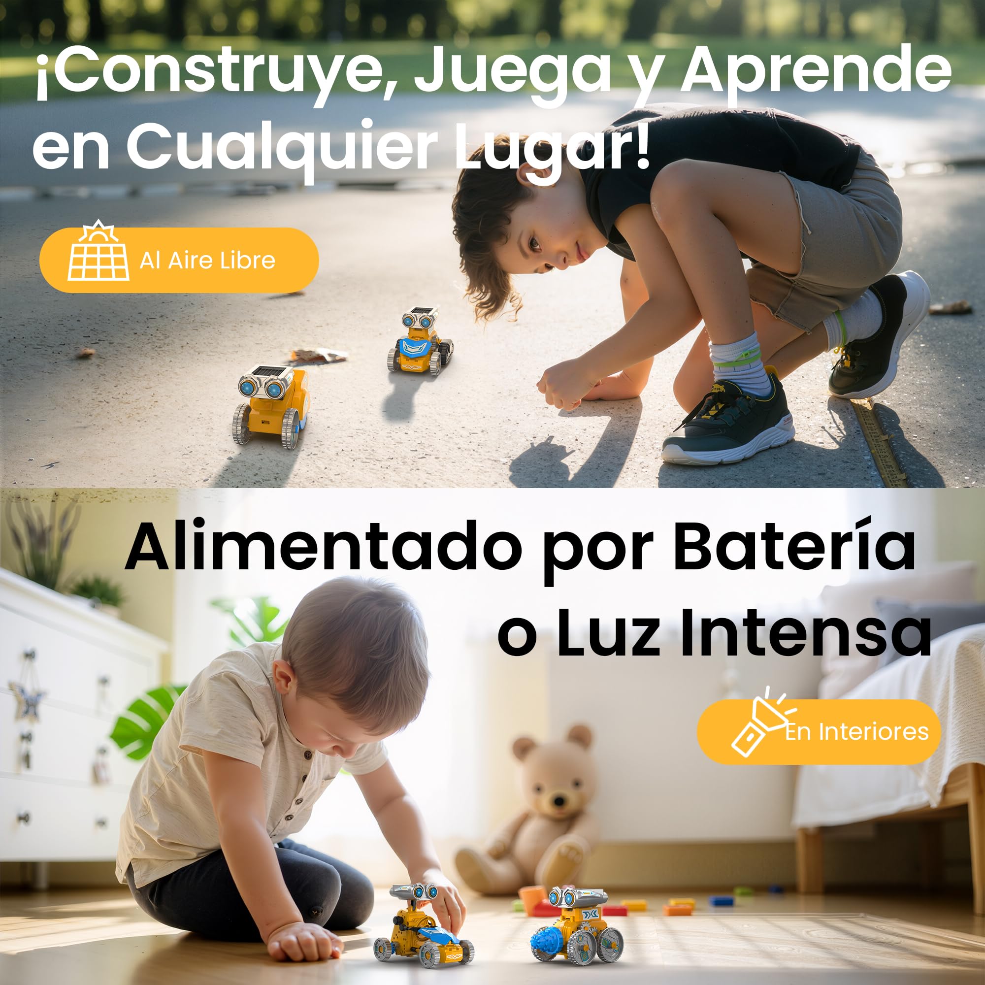 Sillbird 21 en 1 Kit Solar Robot, Stem Kit de Montaje Robótico Accionamiento Dual Solar y de Batería, Navideños Cumpleaños Juguetes Niños 8 9 10 11 12 13 Años (211Piezas)
