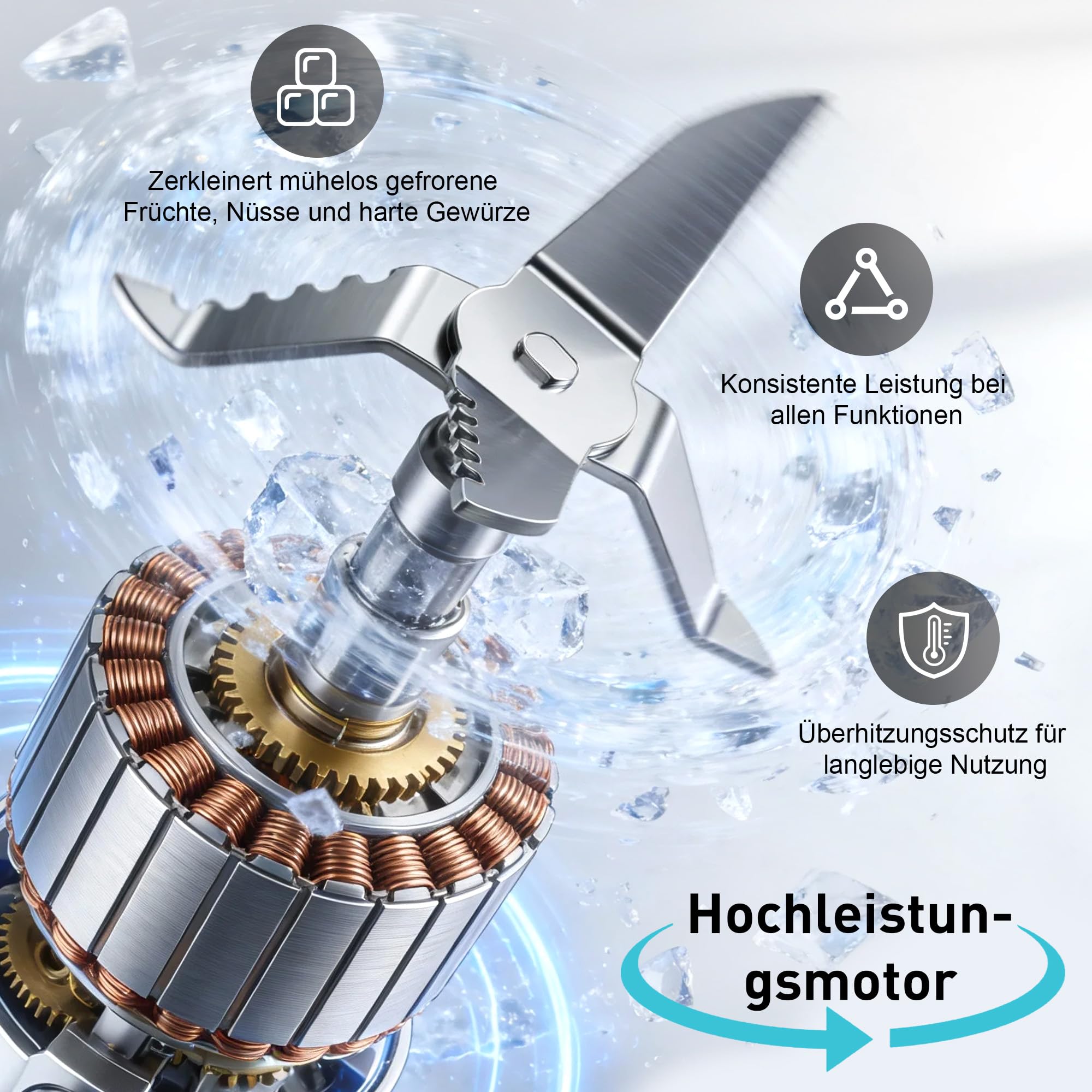 10-in-1 küchenmaschine und Mixer Kombination,1300w-Kompakt-Küchenmaschine für Schnitzel Universalmesser zum Zerkleinern von Fleisch/schneiden und raspeln/Teig/Smoothies Spülmaschinenfest