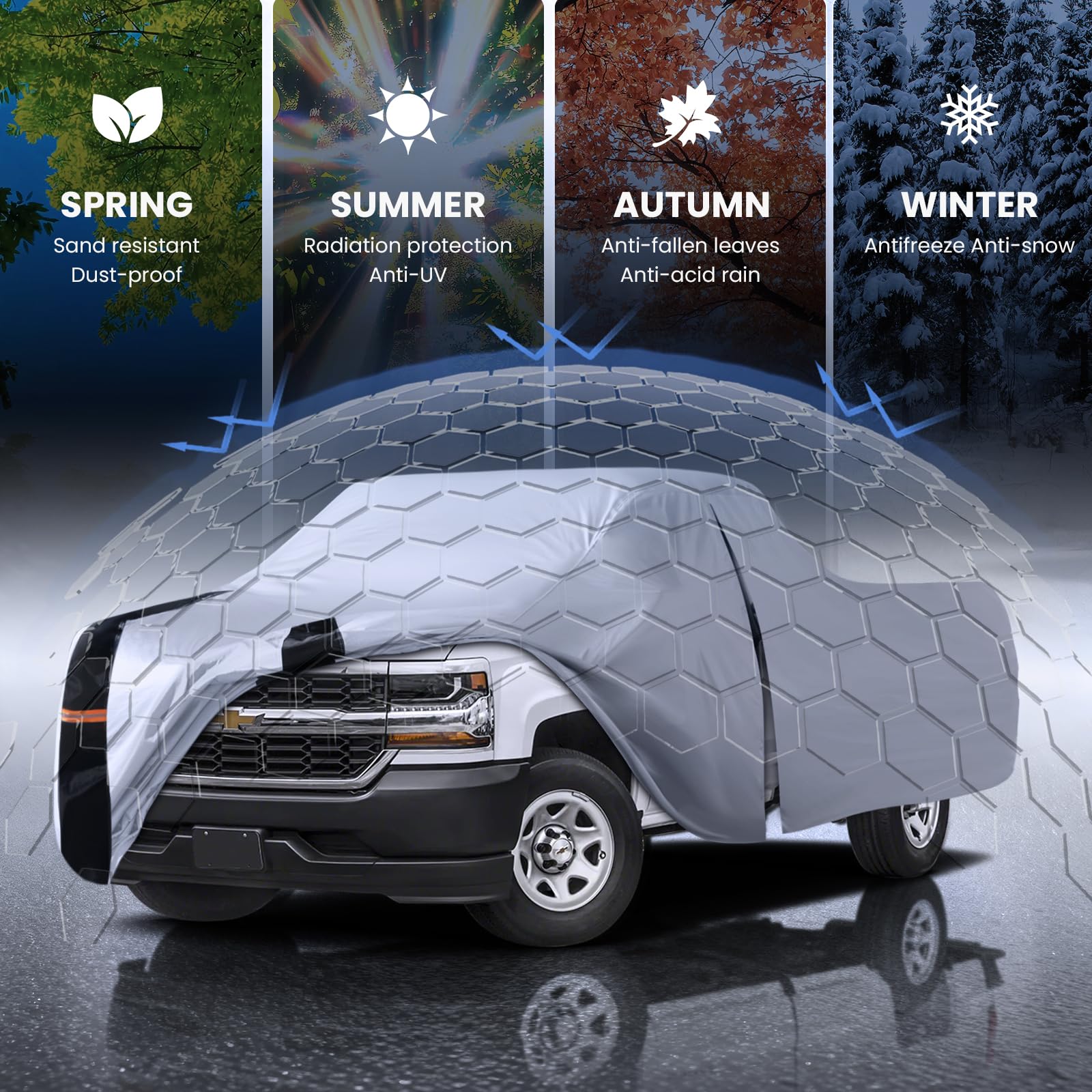 Multi-Layer Chevy Silverado Truck Cover Custom Fit Silverado 1500 1998-2026 Extended Cab Short Bed 8 1 Car Cover — view 3