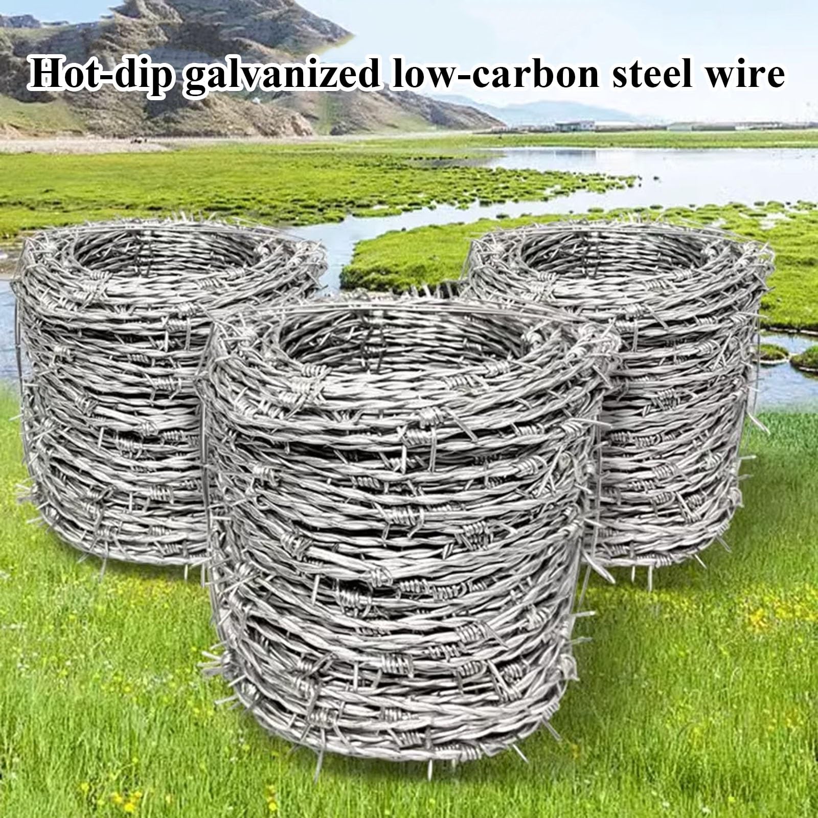 Alambre De Púas Galvanizado, Rollo De Alambre De Acero De 4 Puntas, Para Cerca, Barrera De Jardín, Cercado Agrícola Y Manualidades De Bricolaje(Thick 1.6mm,200m)