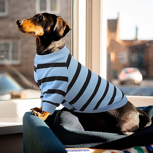 Miniatura 7 de Queenmore Camisa de algodón para perro, camiseta a rayas, ropa de manga larga para cachorros para perros pequeños, medianos y gatos, trajes para