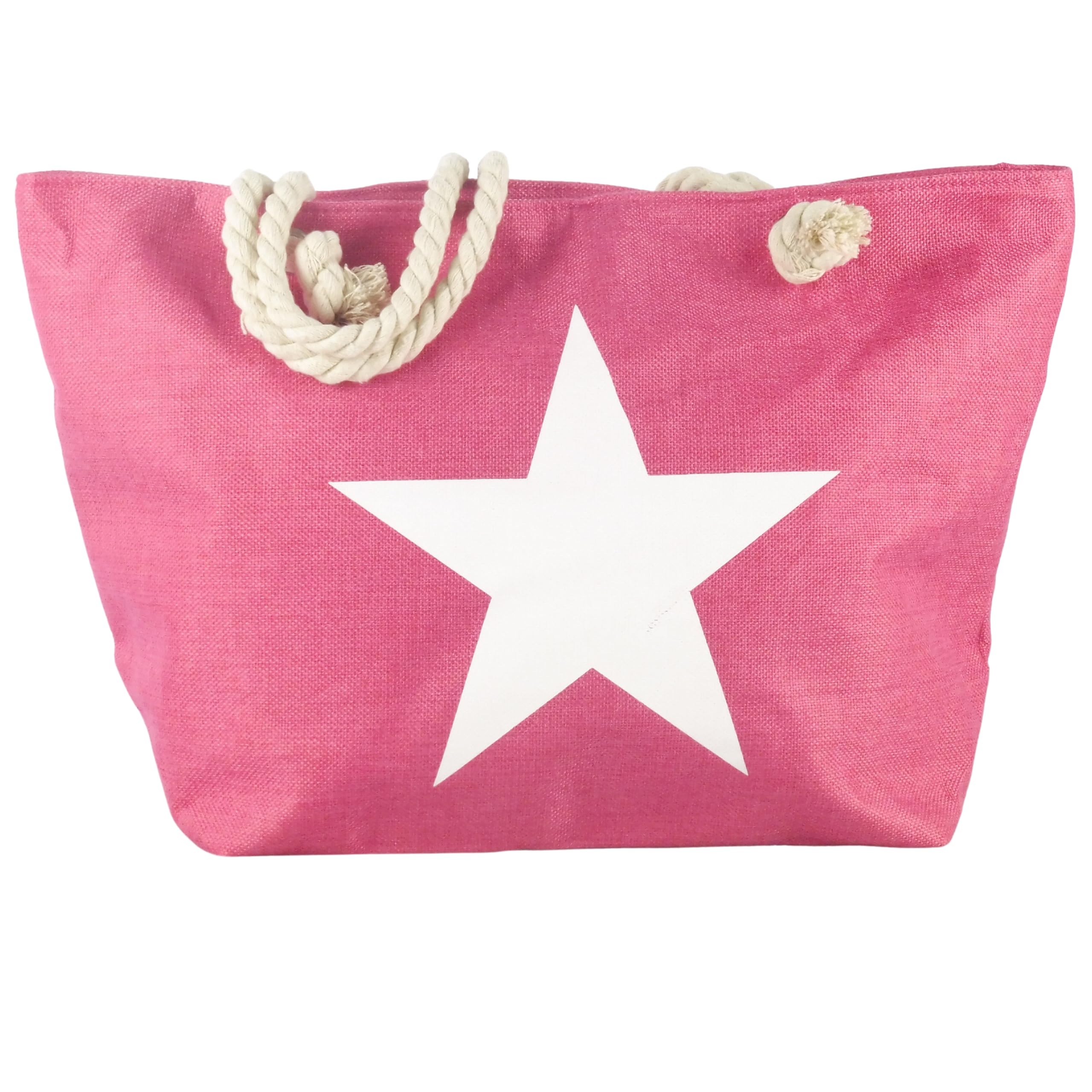 Ropo22 Bolsa De Playa y Piscina De Lona Con Cremallera, Forro Antiarena, Waterproof. Bolso Grande Con Bolsillo Interior y Asas De Cuerda Para Playa, Piscina, Gimnasio. Bolsos de Mujer.