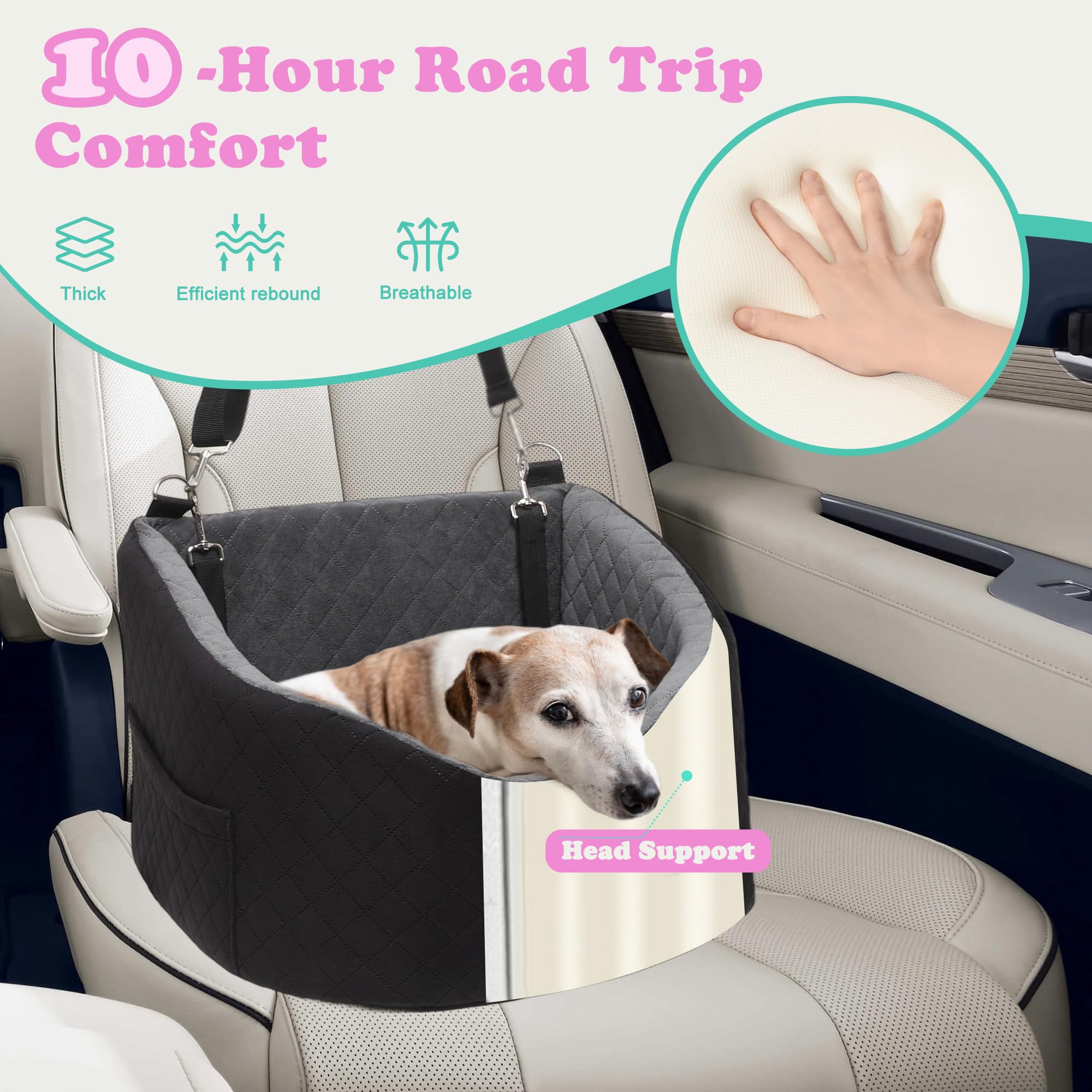 Seggiolino per Cani Auto per Piccoli & Medi Cani – Protezione Anti-Crash, Antiscivolo, Protegge l'Interno dell'Auto, Rimovibile & Lavabile