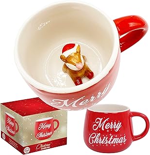 Lets Go Crimbo Reindeer Christmas Mug Baby Rudolph Xmas 3D Novelty Ceramic Cup Gift Present for Tea Hot Chocolate Movie